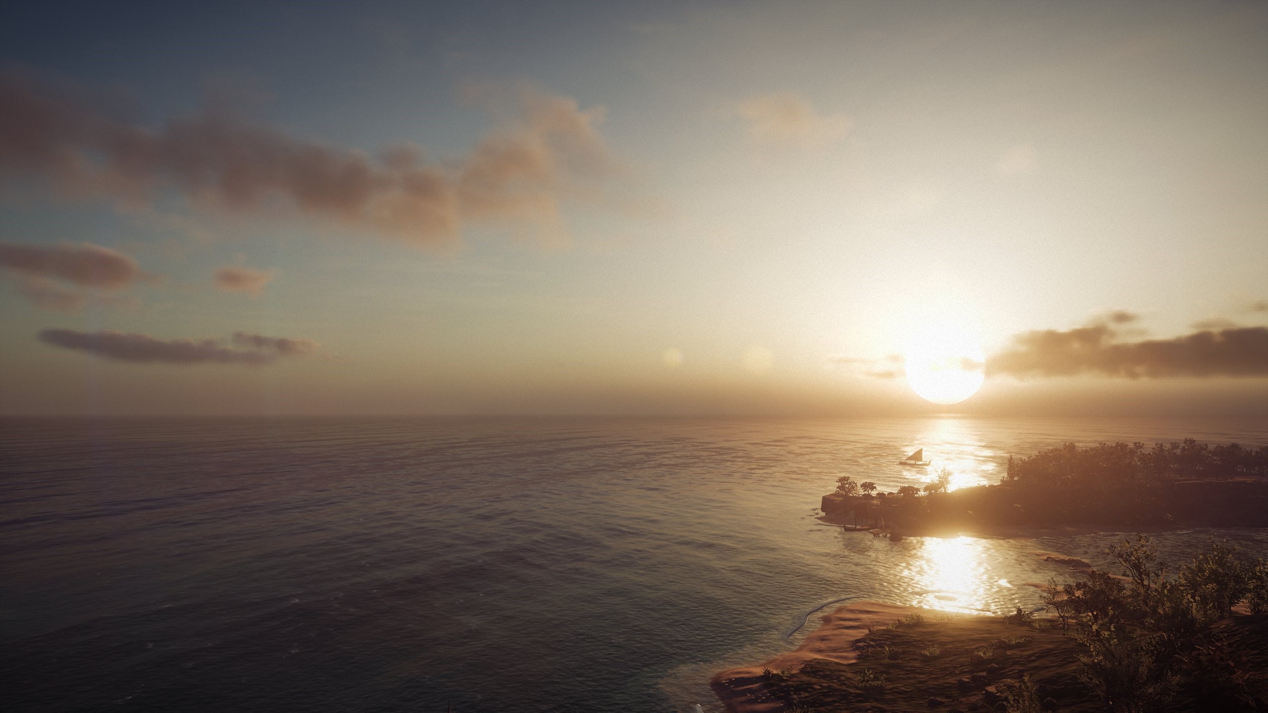 Sunset over the ocean with islands, Assassin's Creed HD Wallpaper