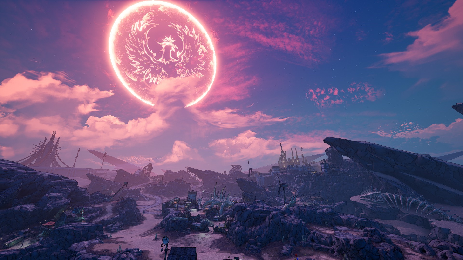 Borderlands 3 screenshot with a phoenix sun HD Wallpaper