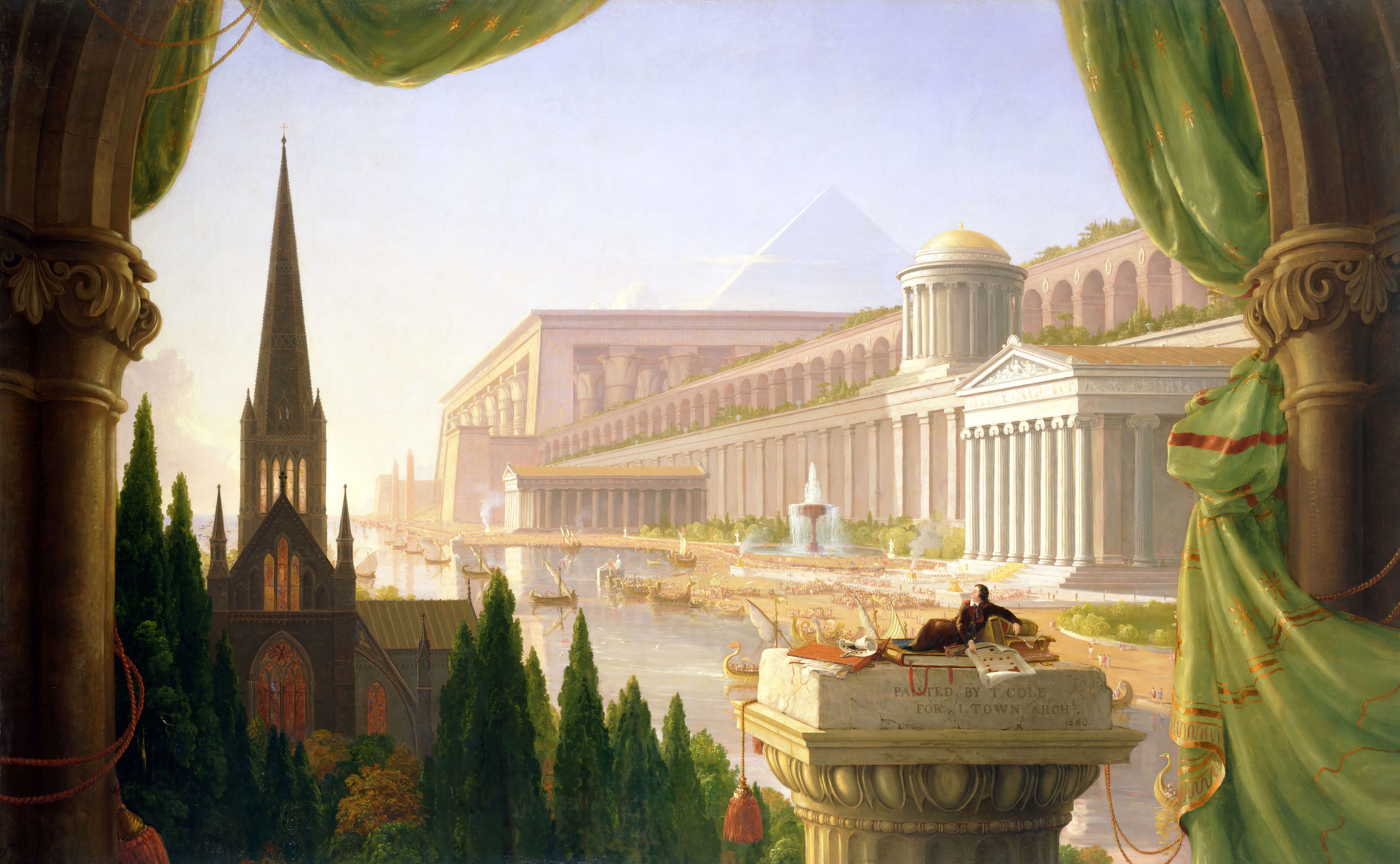 4K painting of The Architect's Dream by Thomas Cole HD Wallpaper