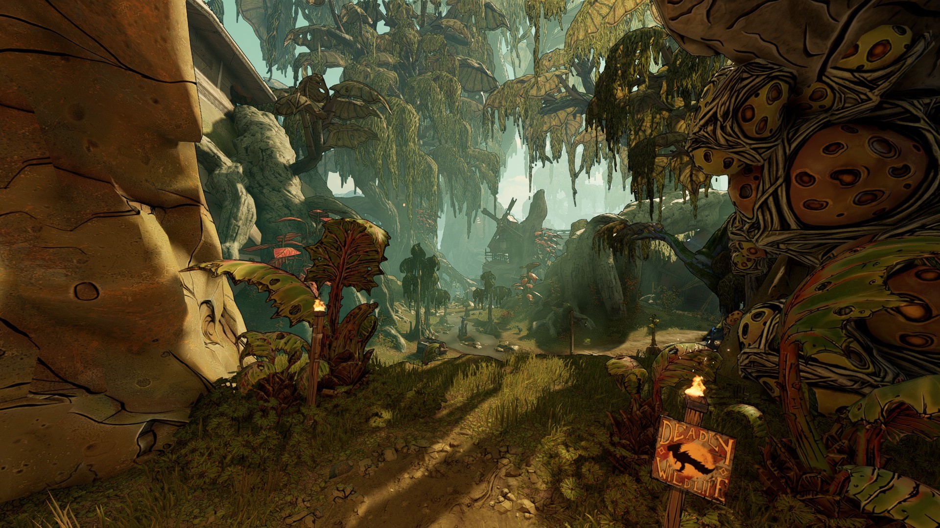 Borderlands 3 gameplay in a strange forest environment HD Wallpaper