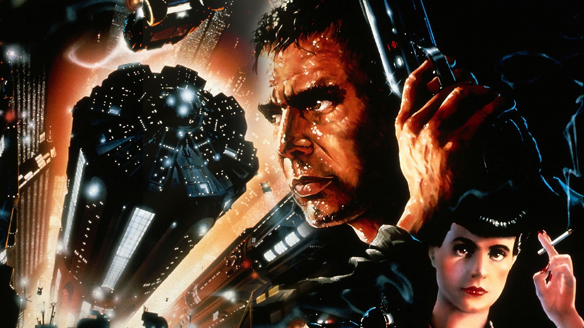 Blade Runner movie poster with Harrison Ford and Sean Young HD Wallpaper