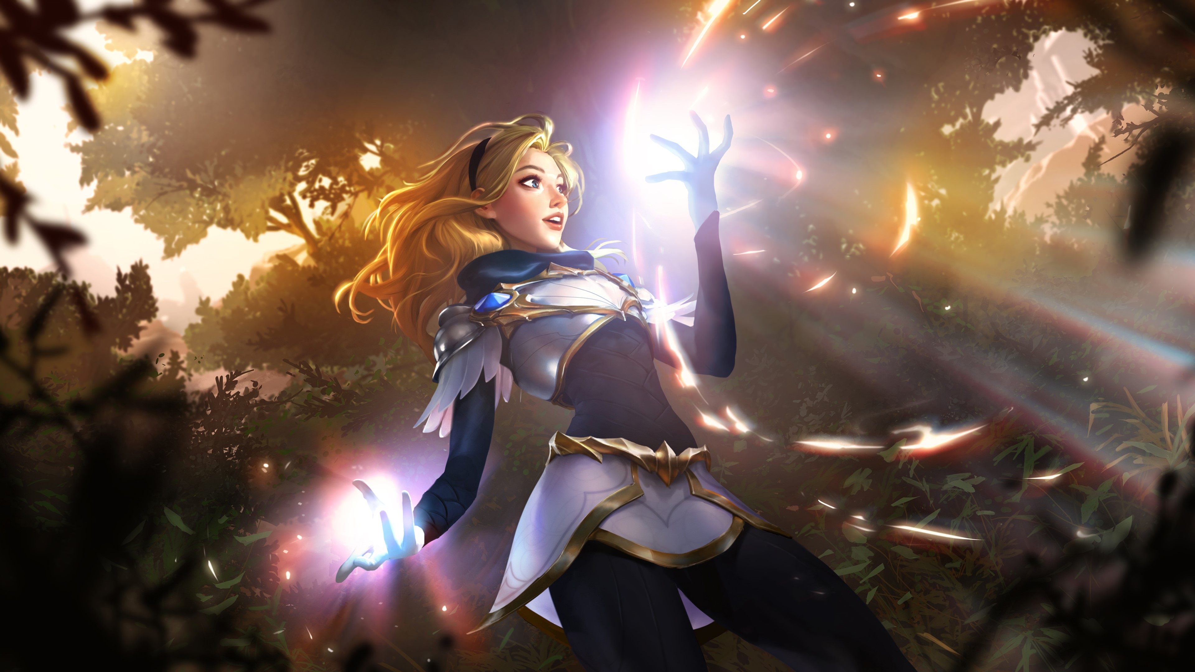 Lux from League of Legends in a forest HD Wallpaper