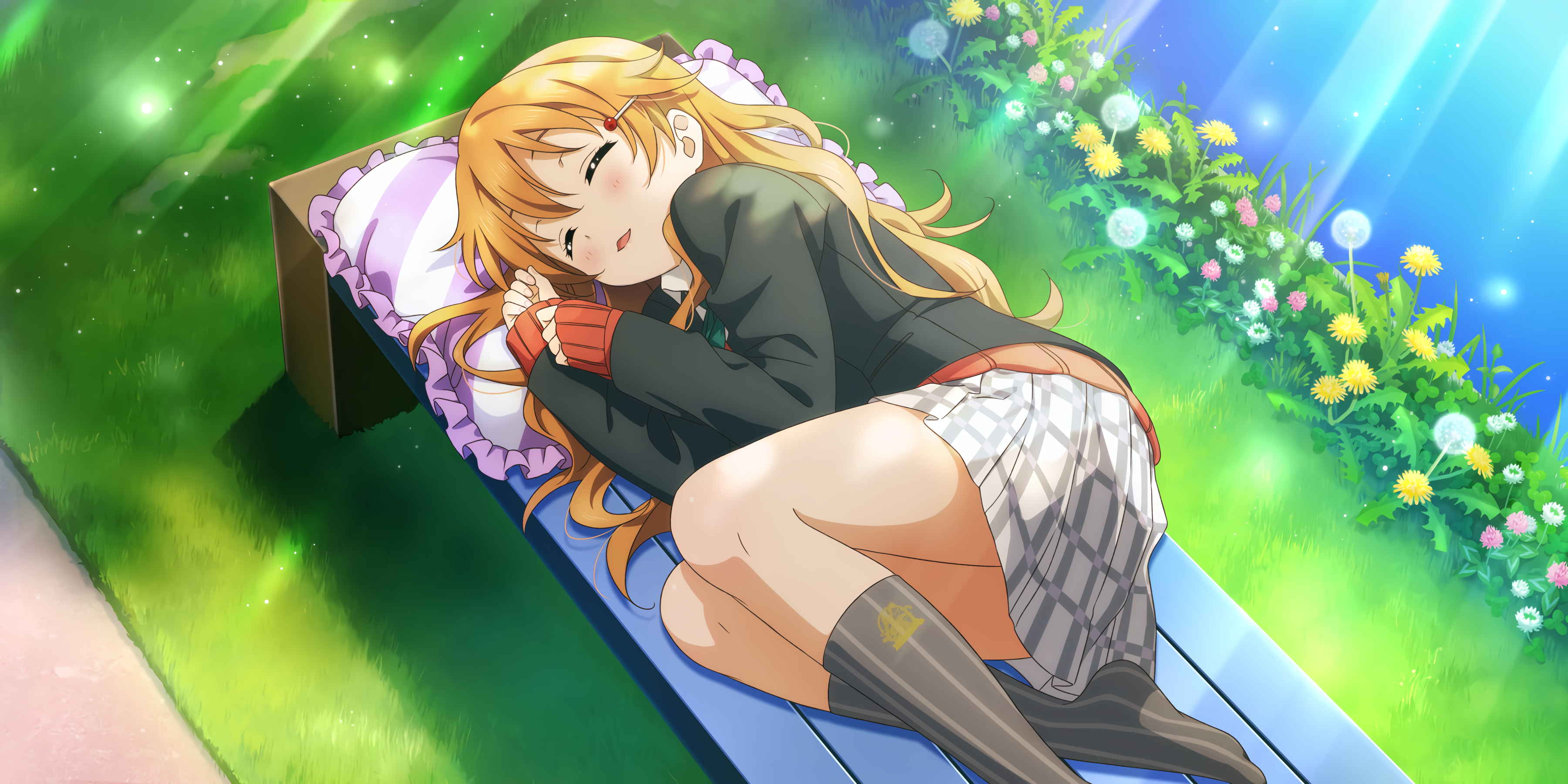 Konoe Kanata from Love Live! Series sleeping outdoors HD Wallpaper