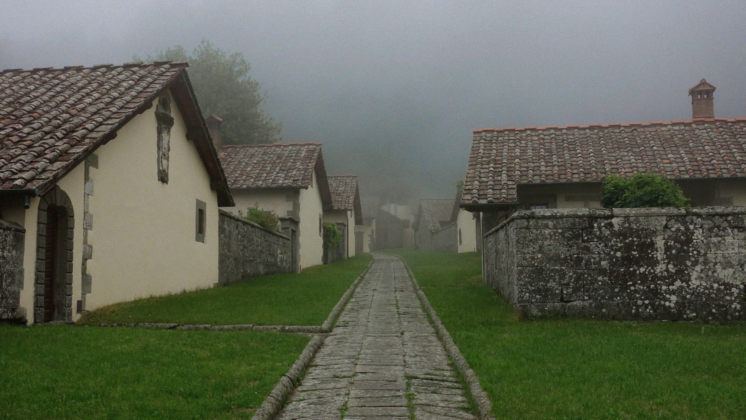 Monastery in mist HD Wallpaper