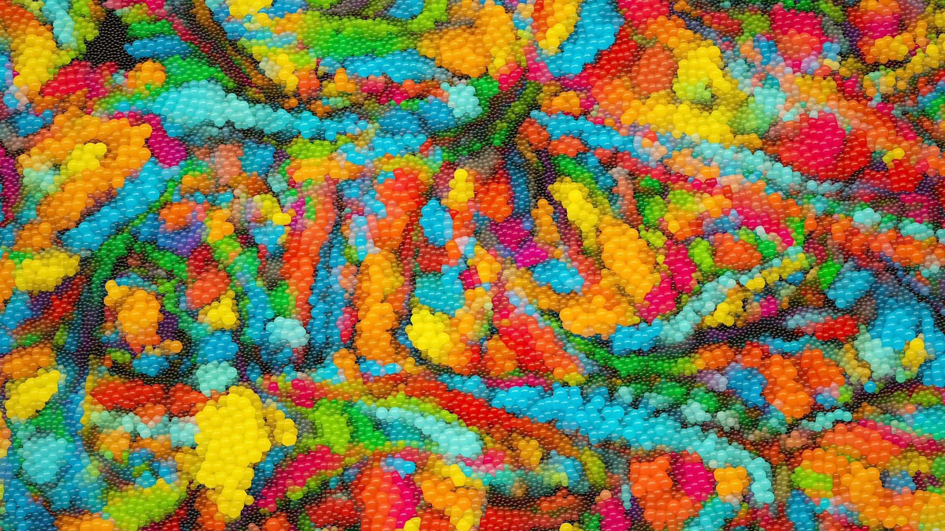 Abstract colorful beads in a messy pattern HD Wallpaper