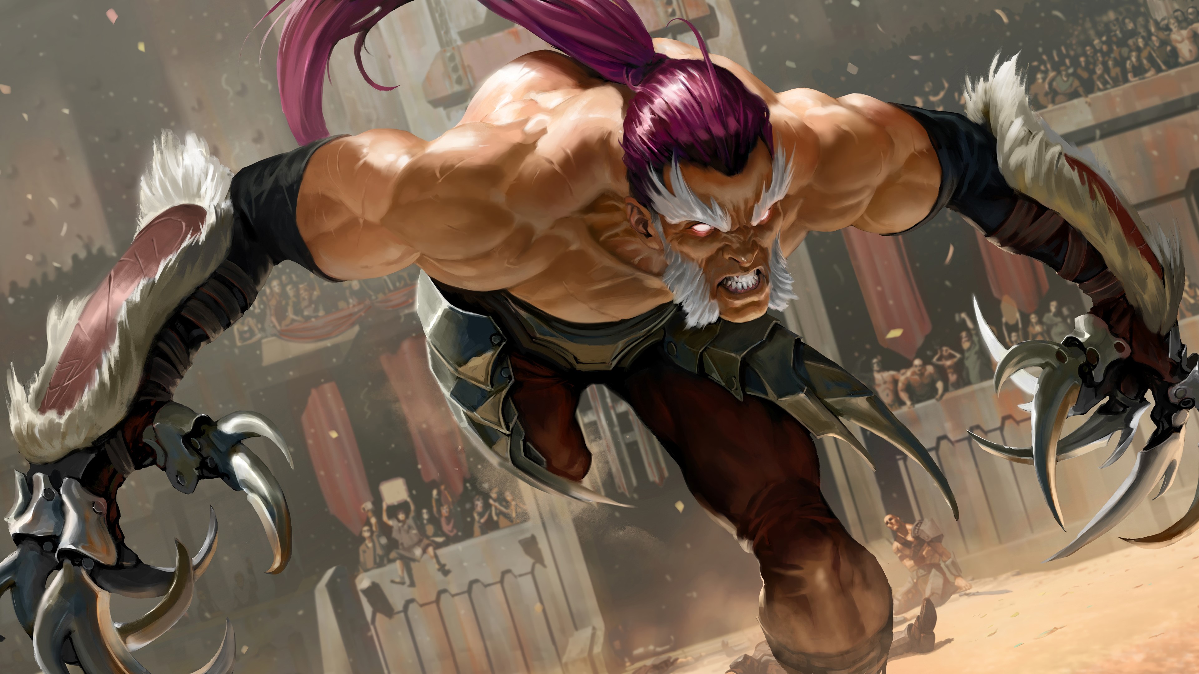 4K League of Legends character with claws in arena HD Wallpaper