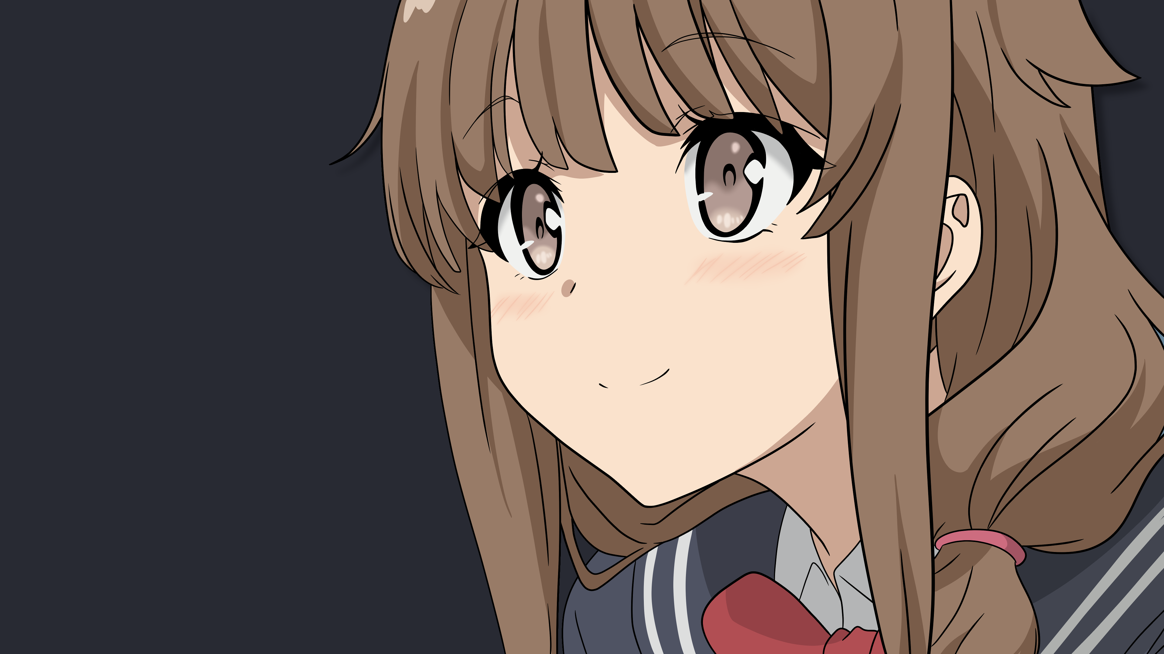 Anime girl with brown hair and school uniform HD Wallpaper