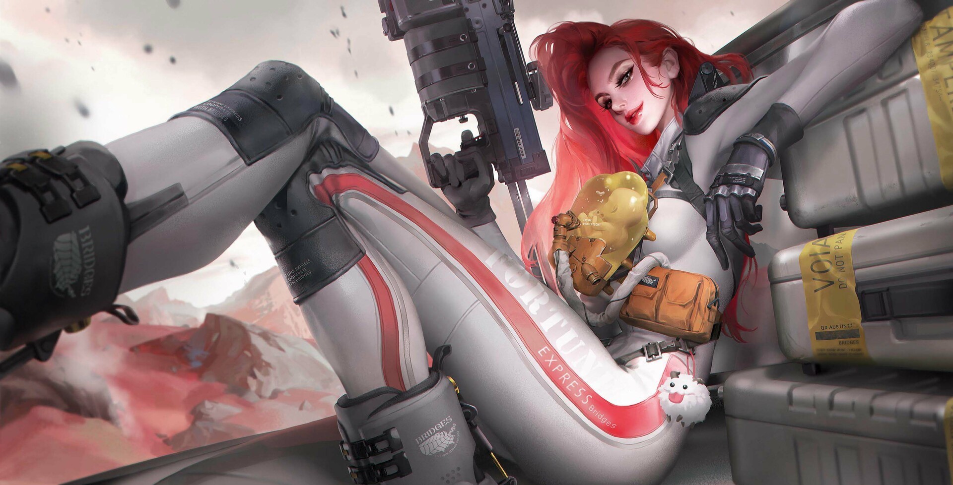 Woman with red hair holding a weapon, from Death Stranding HD Wallpaper