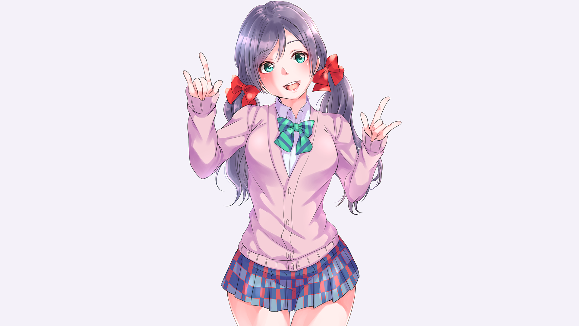 Anime girl with twintails and school uniform HD Wallpaper
