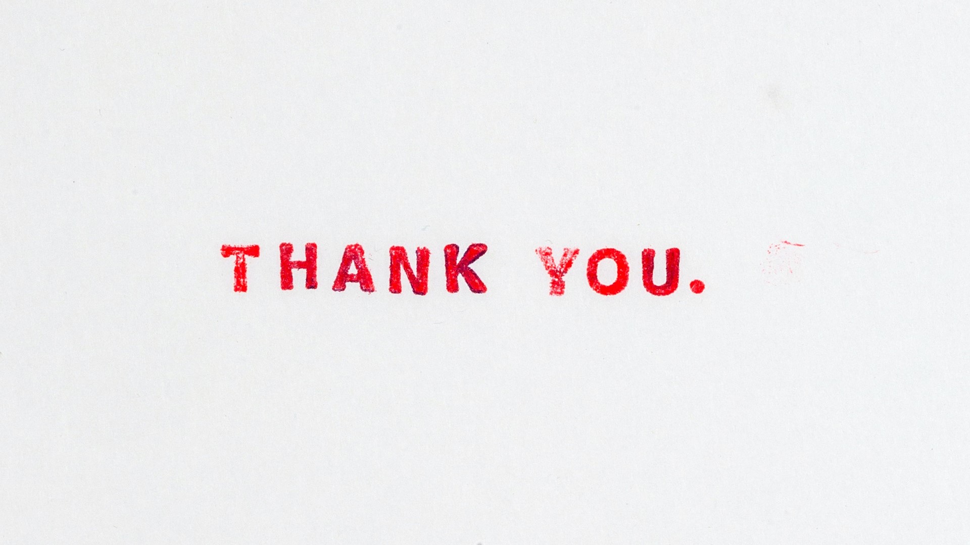 Red "THANK YOU." text on white background HD Wallpaper