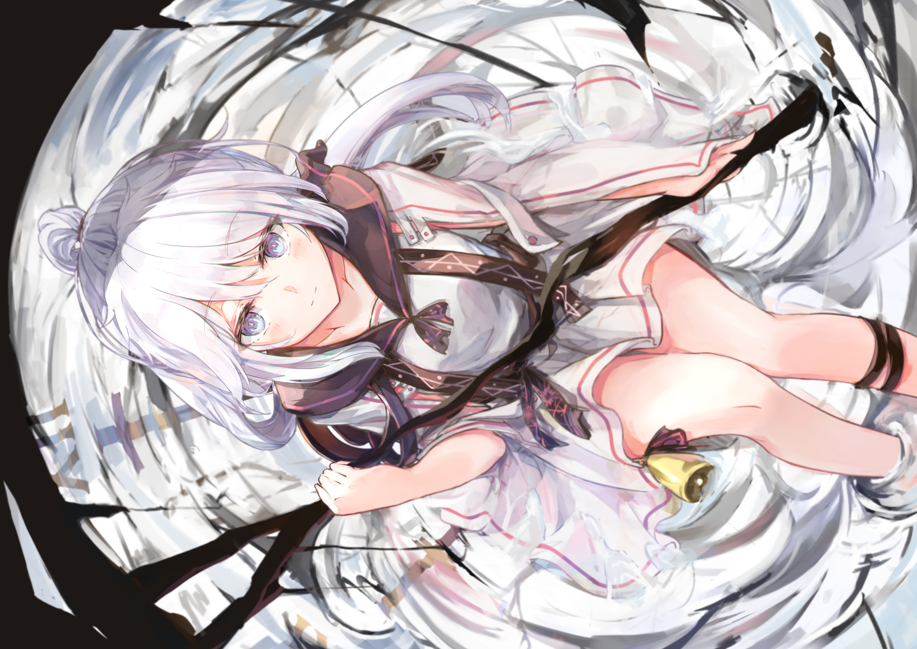 Anime girl with white hair and blue eyes HD Wallpaper