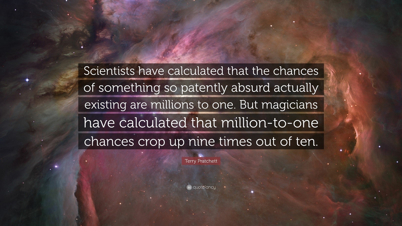 Terry Pratchett quote about chances and magicians HD Wallpaper