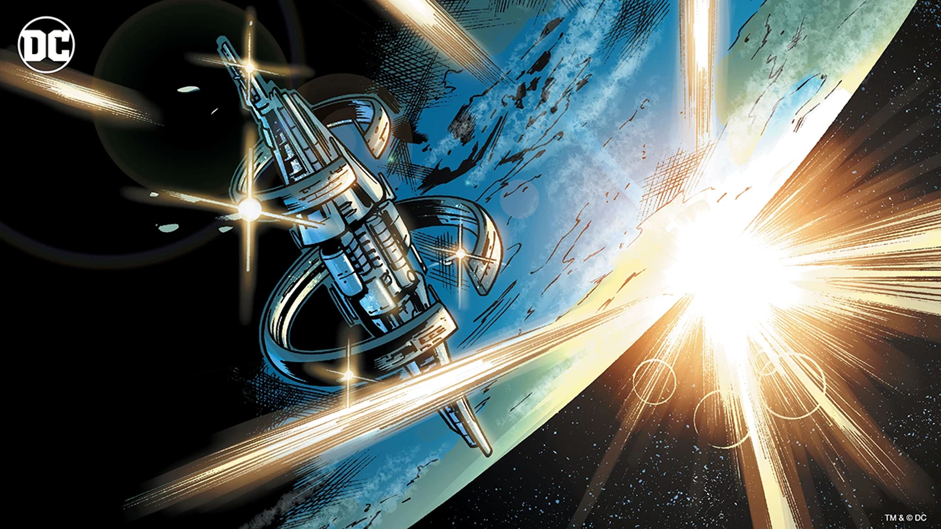 DC Comics Justice League spaceship near Earth HD Wallpaper