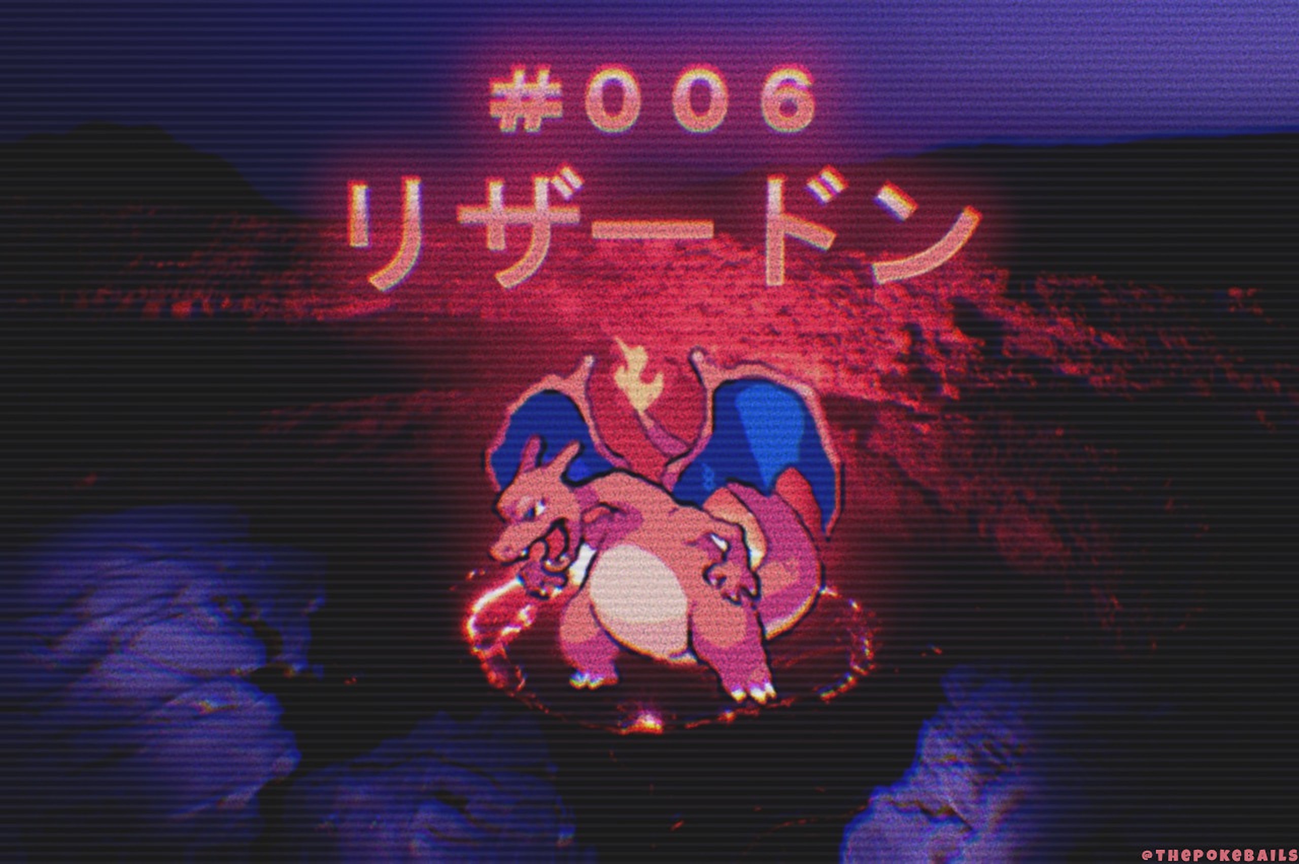 Charizard from Pokémon with Japanese text HD Wallpaper