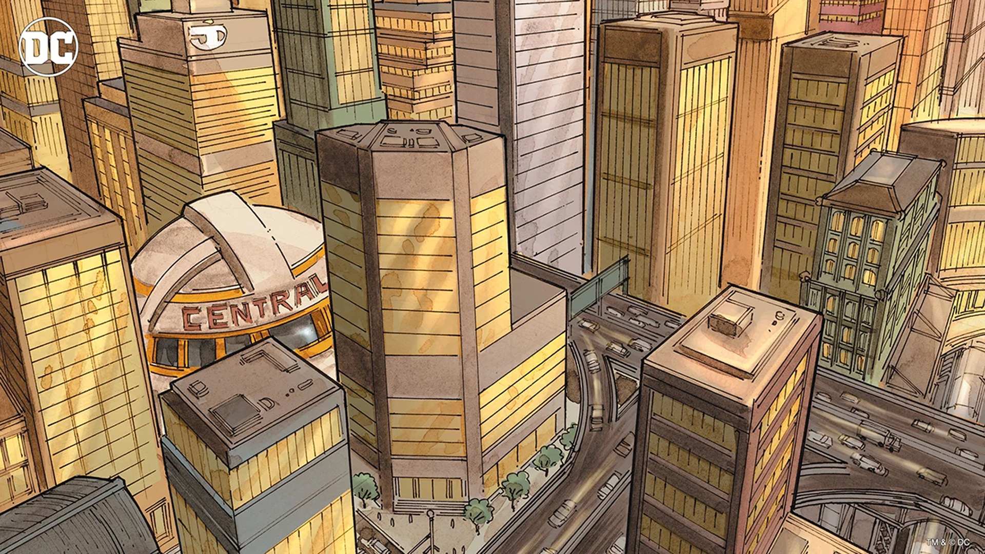 DC Comics Metropolis cityscape with Central building HD Wallpaper