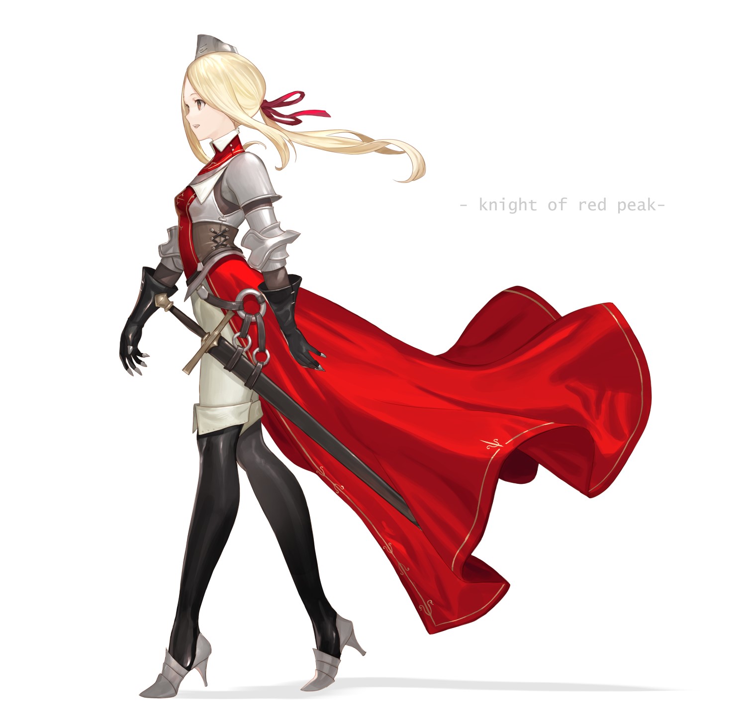 Knight of Red Peak with Sword and Red Cape HD Wallpaper