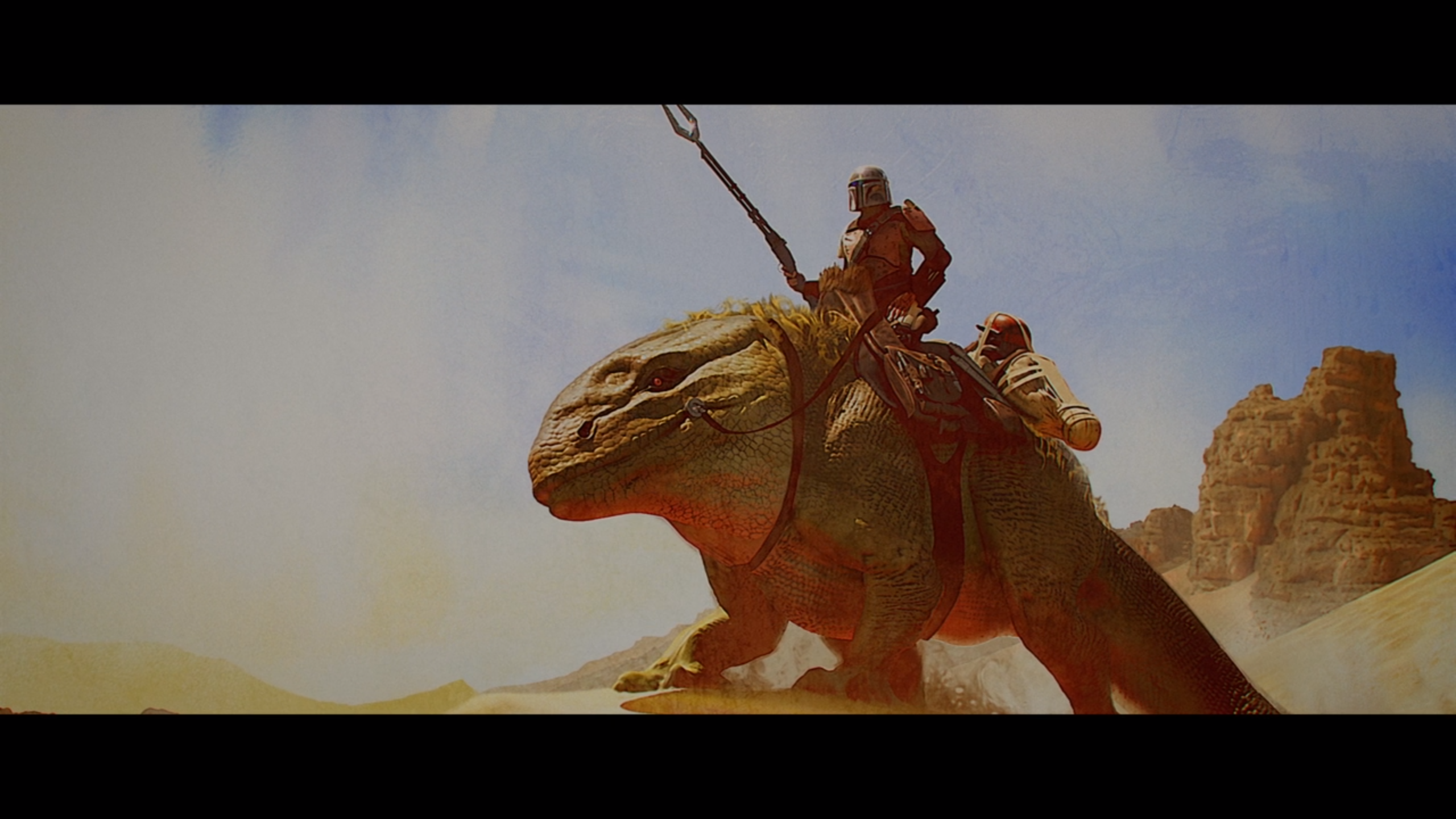 The Mandalorian riding a creature in Star Wars HD Wallpaper