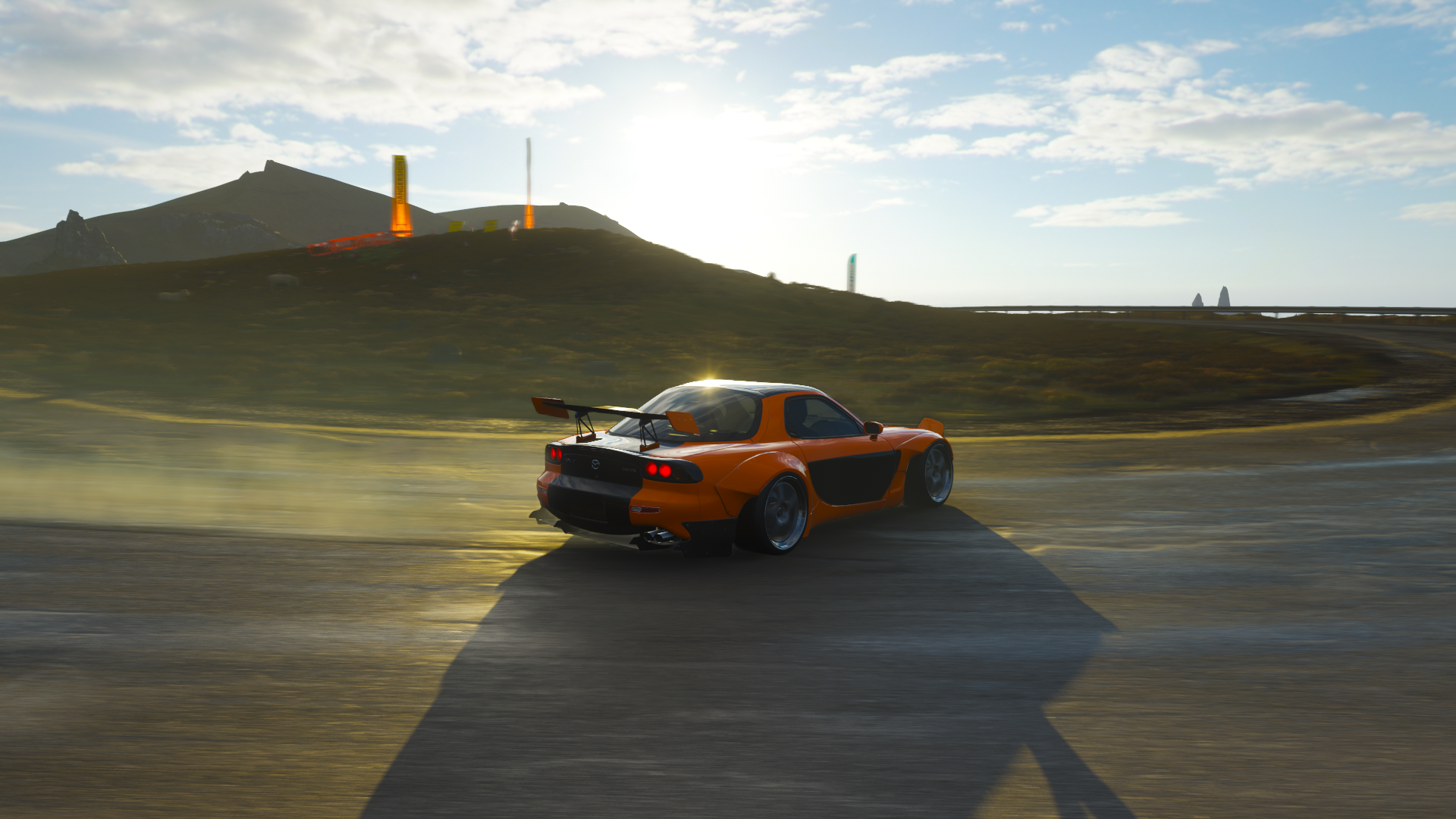 Orange Mazda RX-7 FD Drifting in Forza Horizon 4 HD Wallpaper