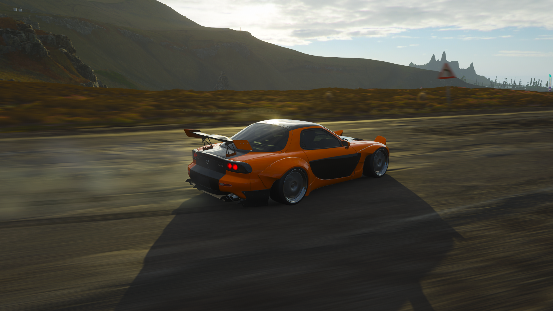 Orange Mazda RX-7 FD drifting in Forza Horizon 4 HD Wallpaper