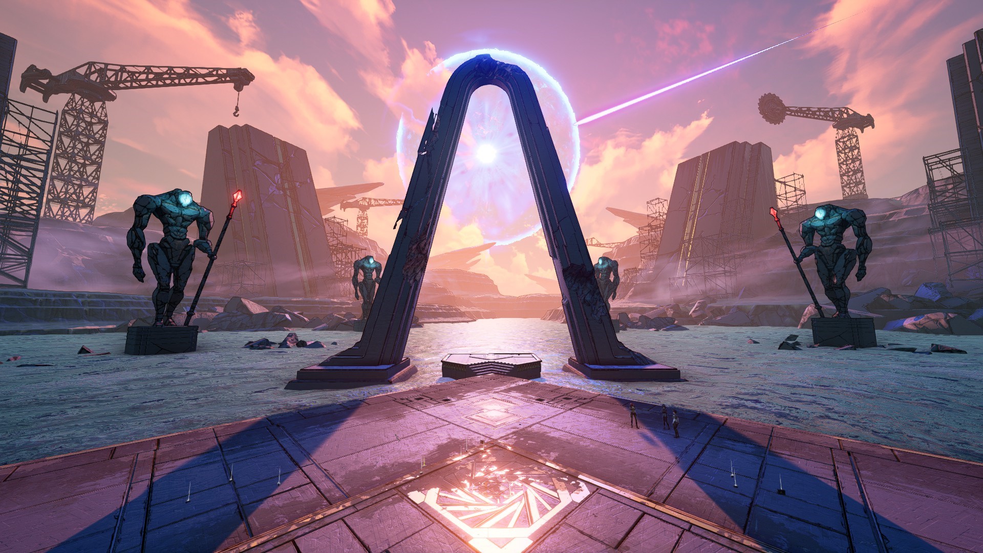 Borderlands 3 screenshot of a portal and statues HD Wallpaper