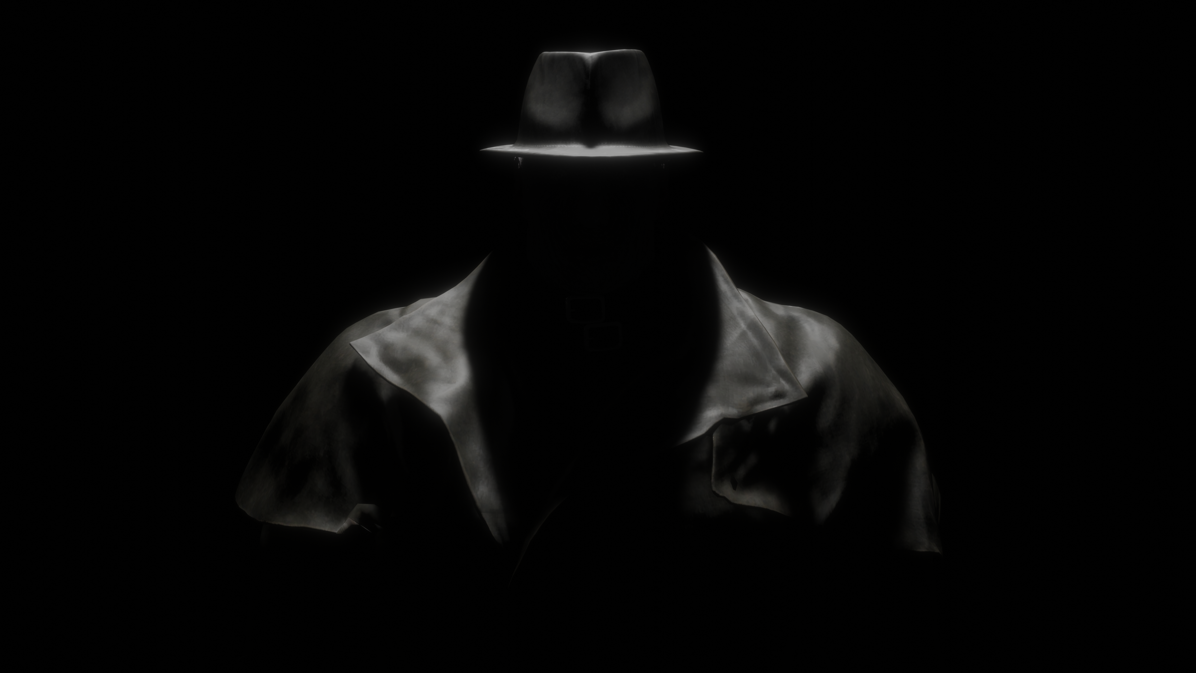 Man in Fedora and Trench Coat HD Wallpaper