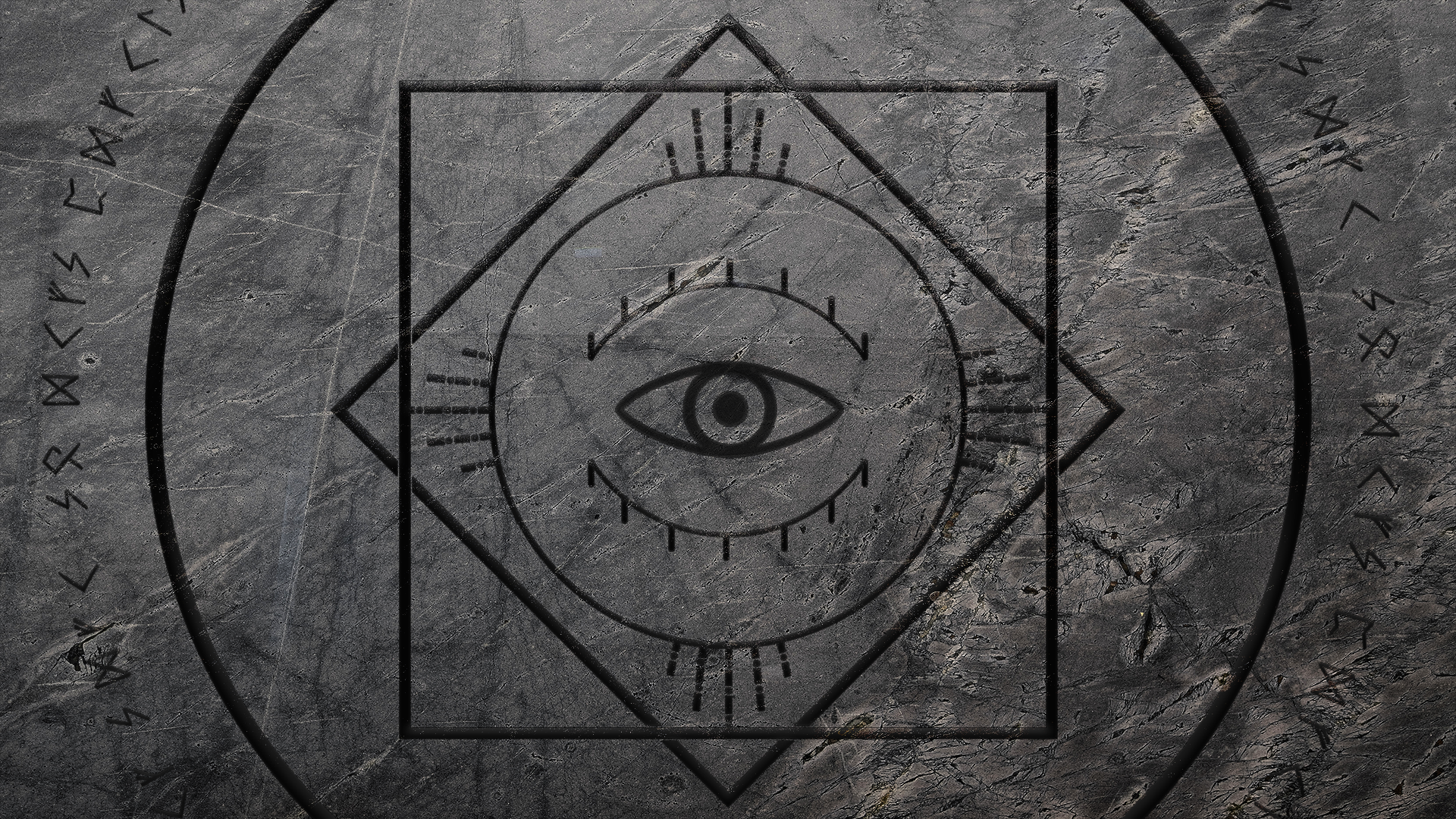 Eye of Providence symbol with runes on stone texture HD Wallpaper