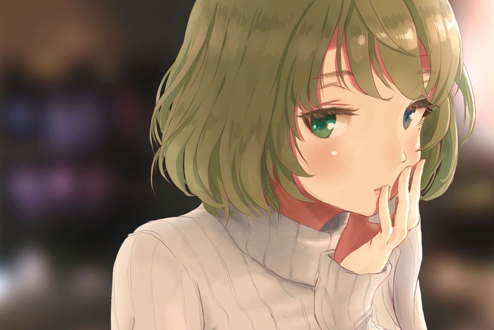 Takagaki Kaede with short green hair and green eyes HD Wallpaper