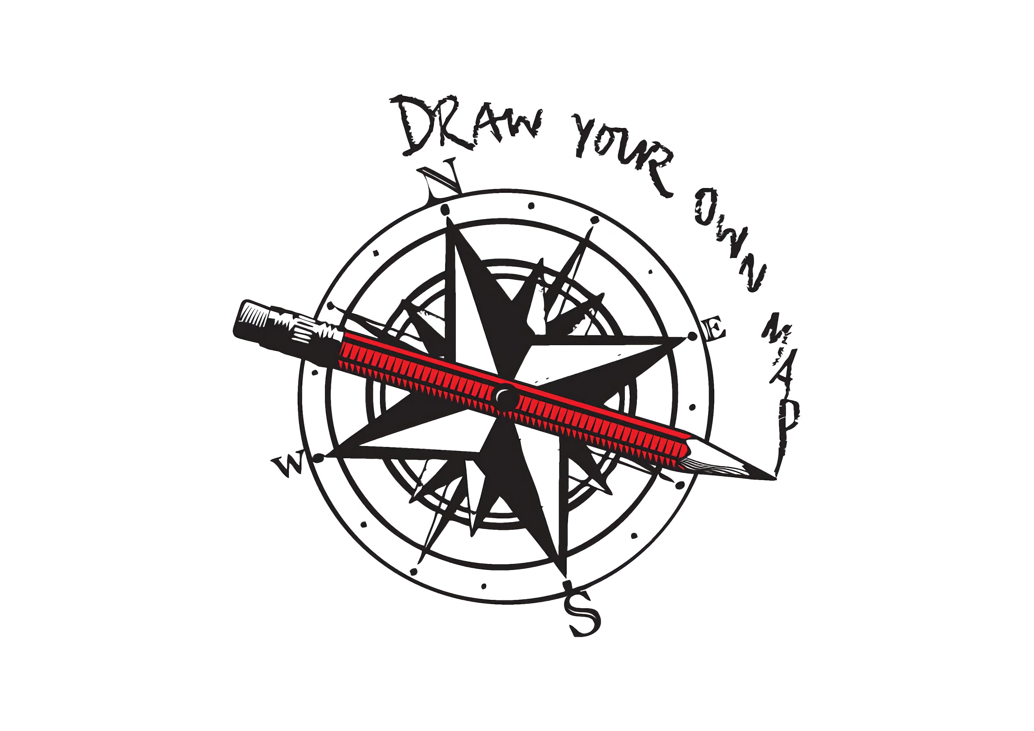 Draw Your Own Map Compass and Pencil Artwork HD Wallpaper