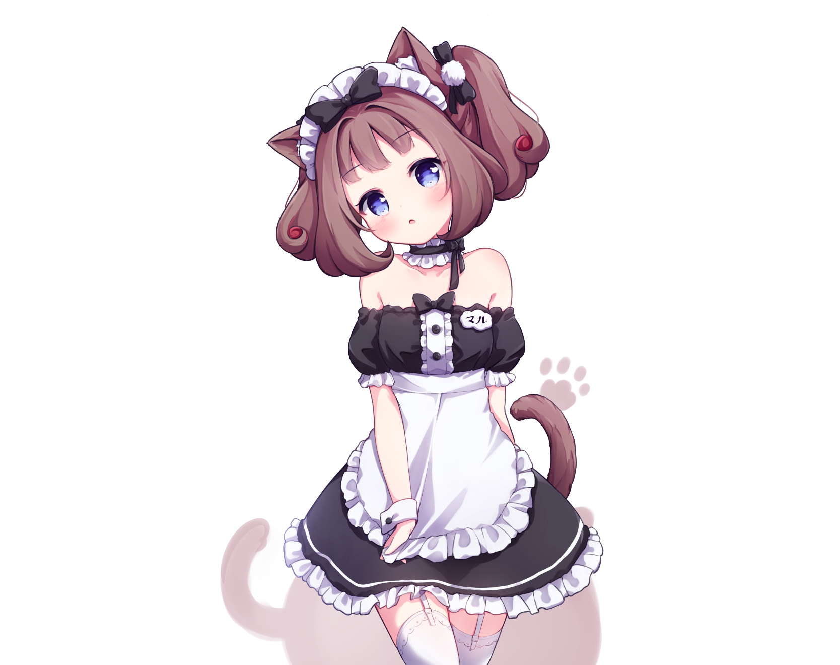 Cat girl maid with twintails and purple eyes HD Wallpaper
