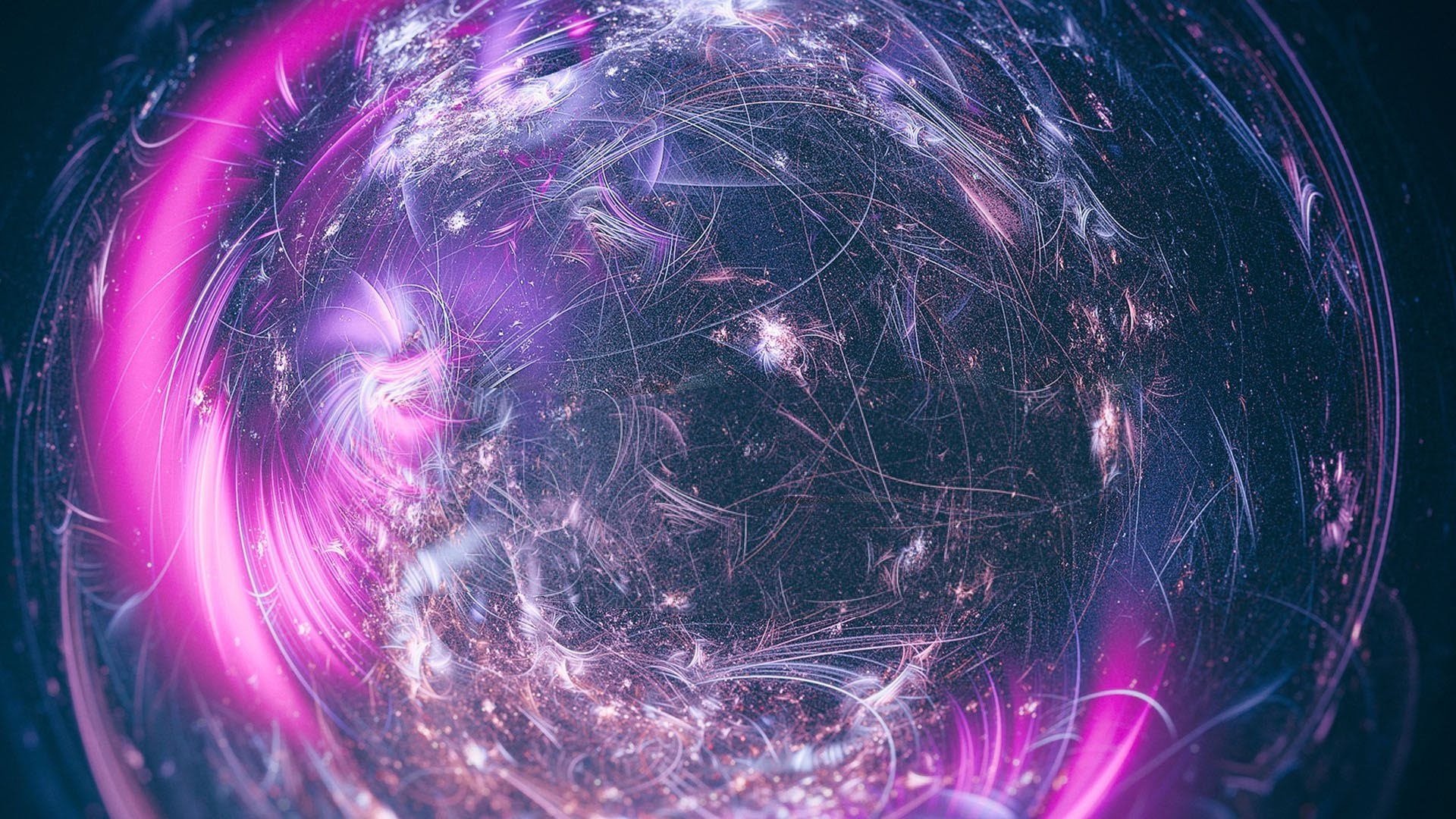 Abstract digital art of a swirling nebula with pink and purple hues HD Wallpaper