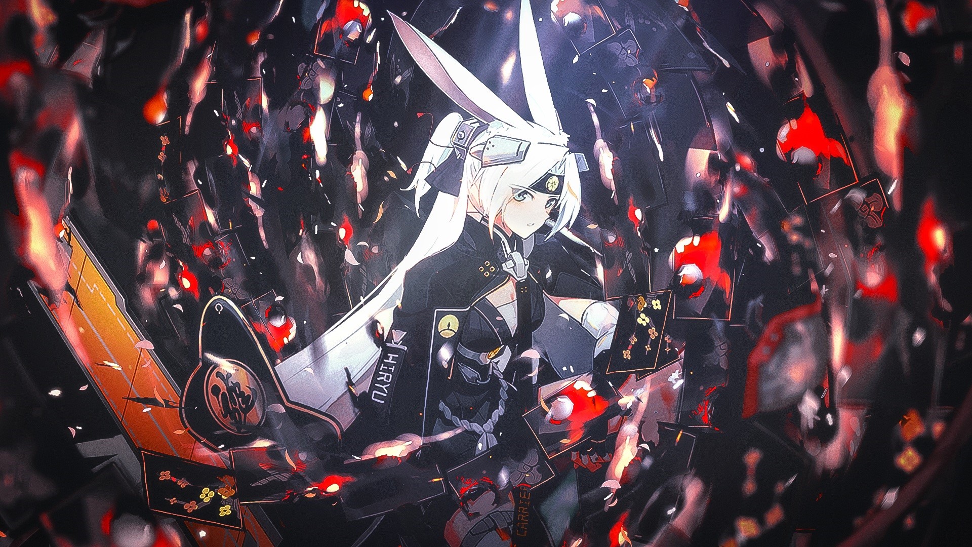 Anime girl with bunny ears and white hair HD Wallpaper