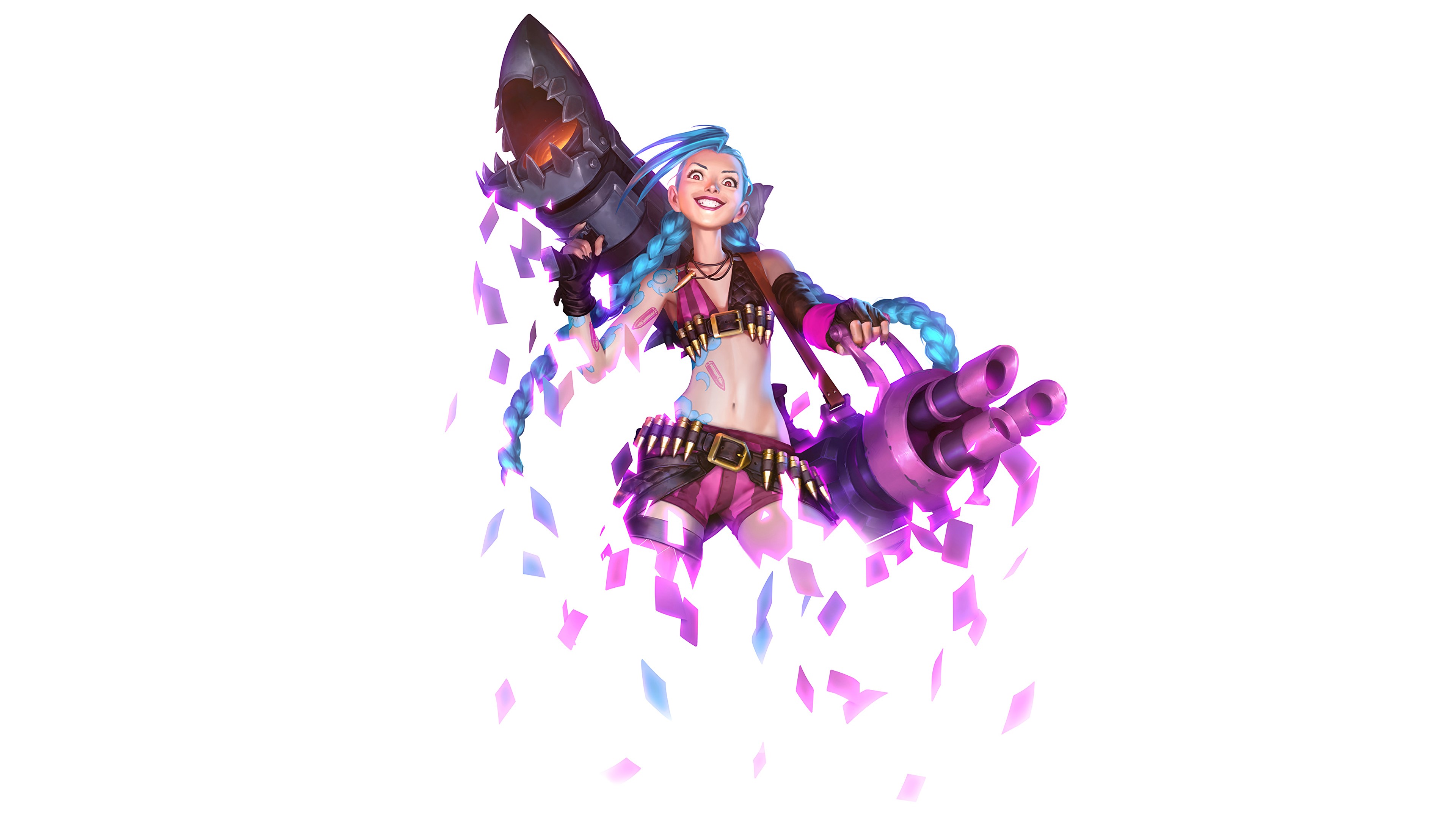 Jinx from League of Legends with weapons HD Wallpaper