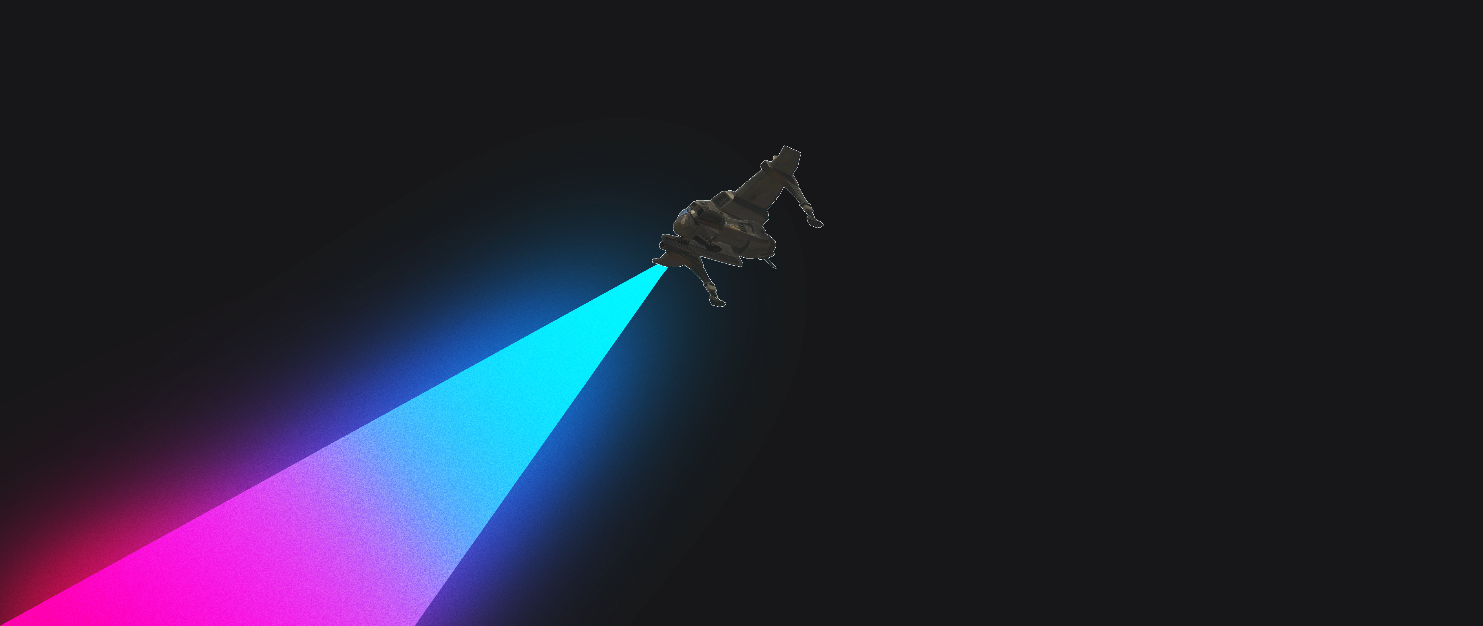 Spaceship with neon glow exhaust HD Wallpaper