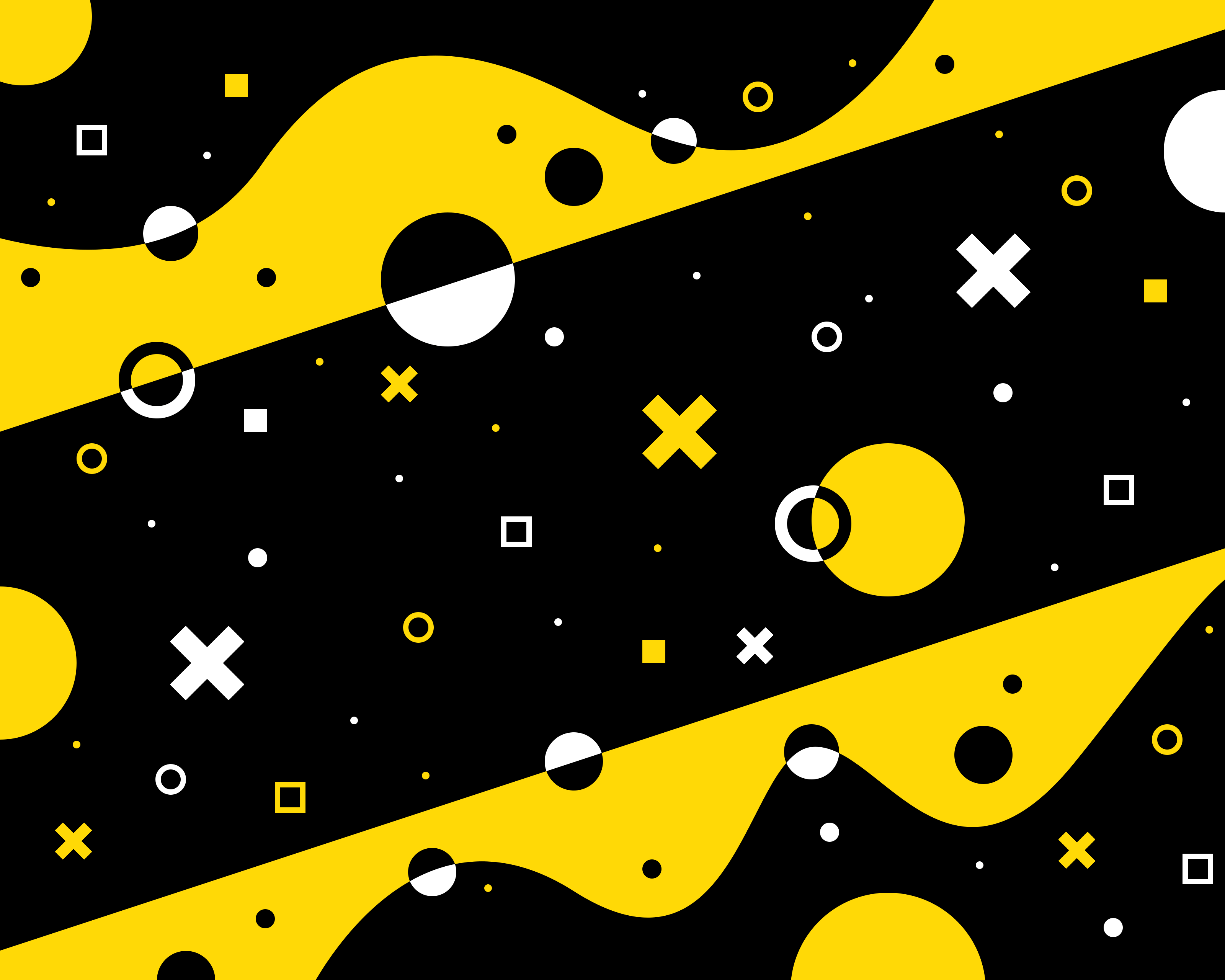 Abstract geometric shapes on black and yellow background HD Wallpaper