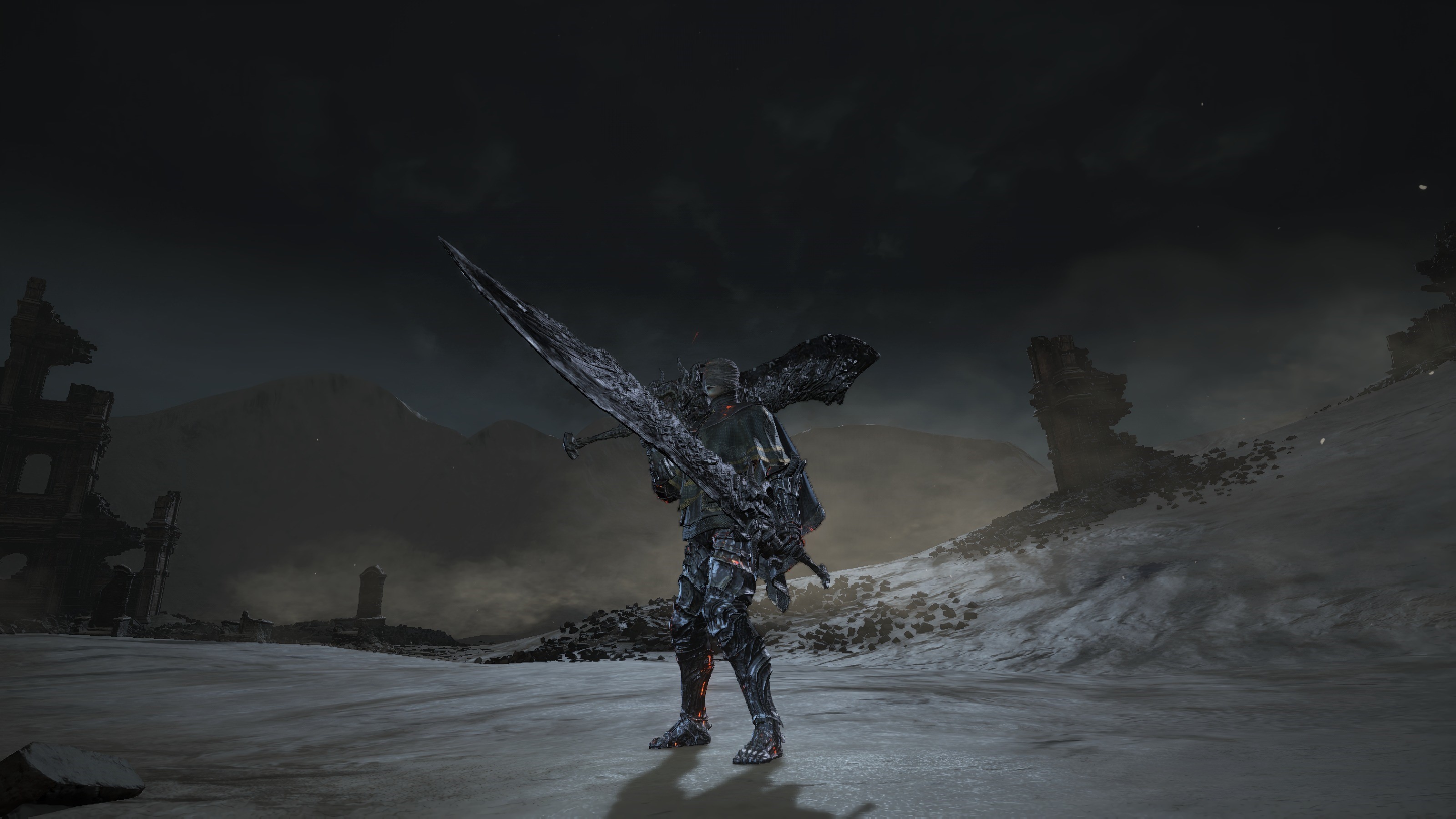 Dark Souls 3 character with large sword in wasteland HD Wallpaper