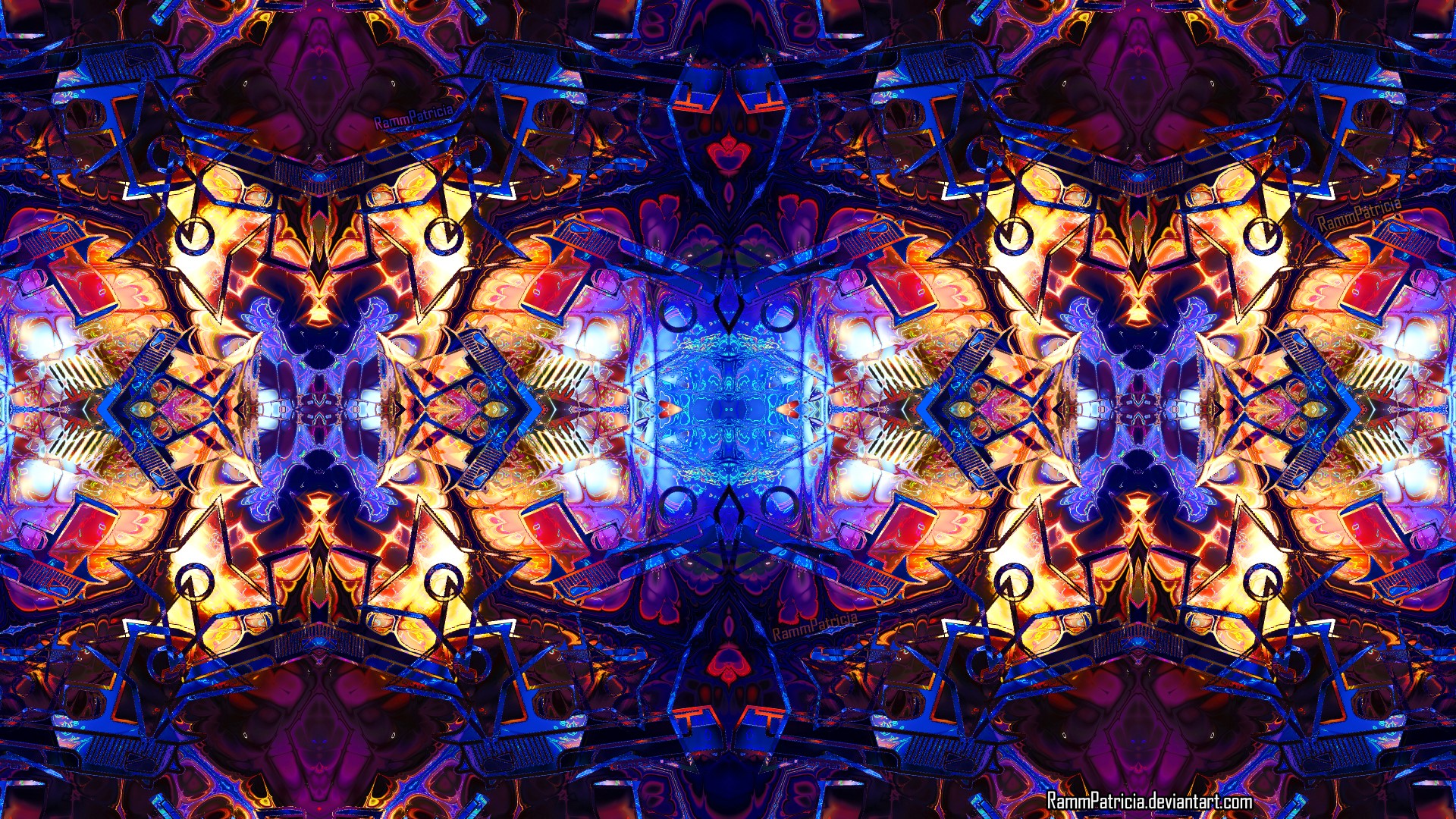 Kaleidoscope abstract digital art with weapons HD Wallpaper