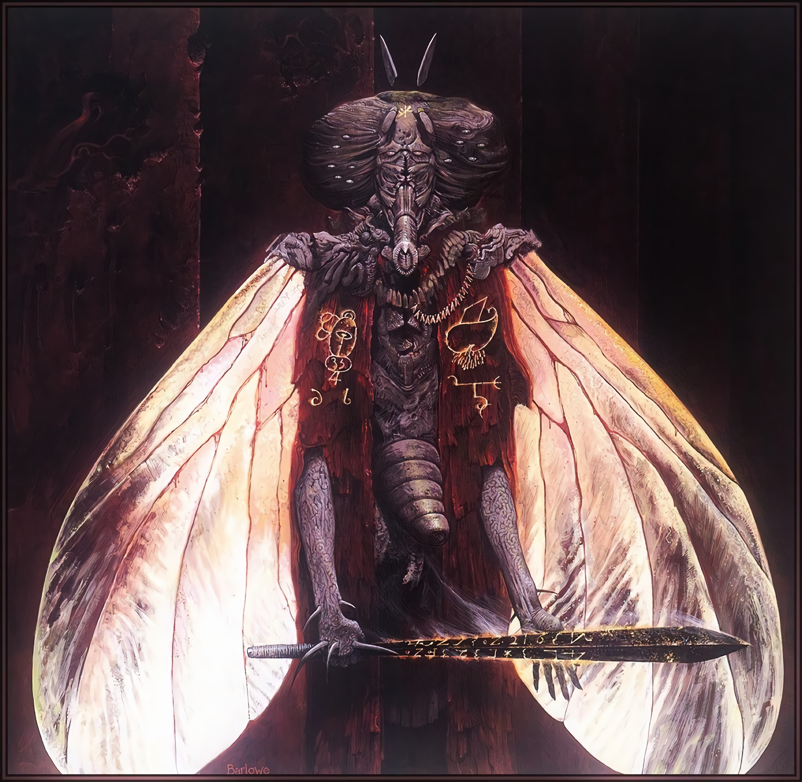 Demon with wings and sword by Wayne Barlowe HD Wallpaper