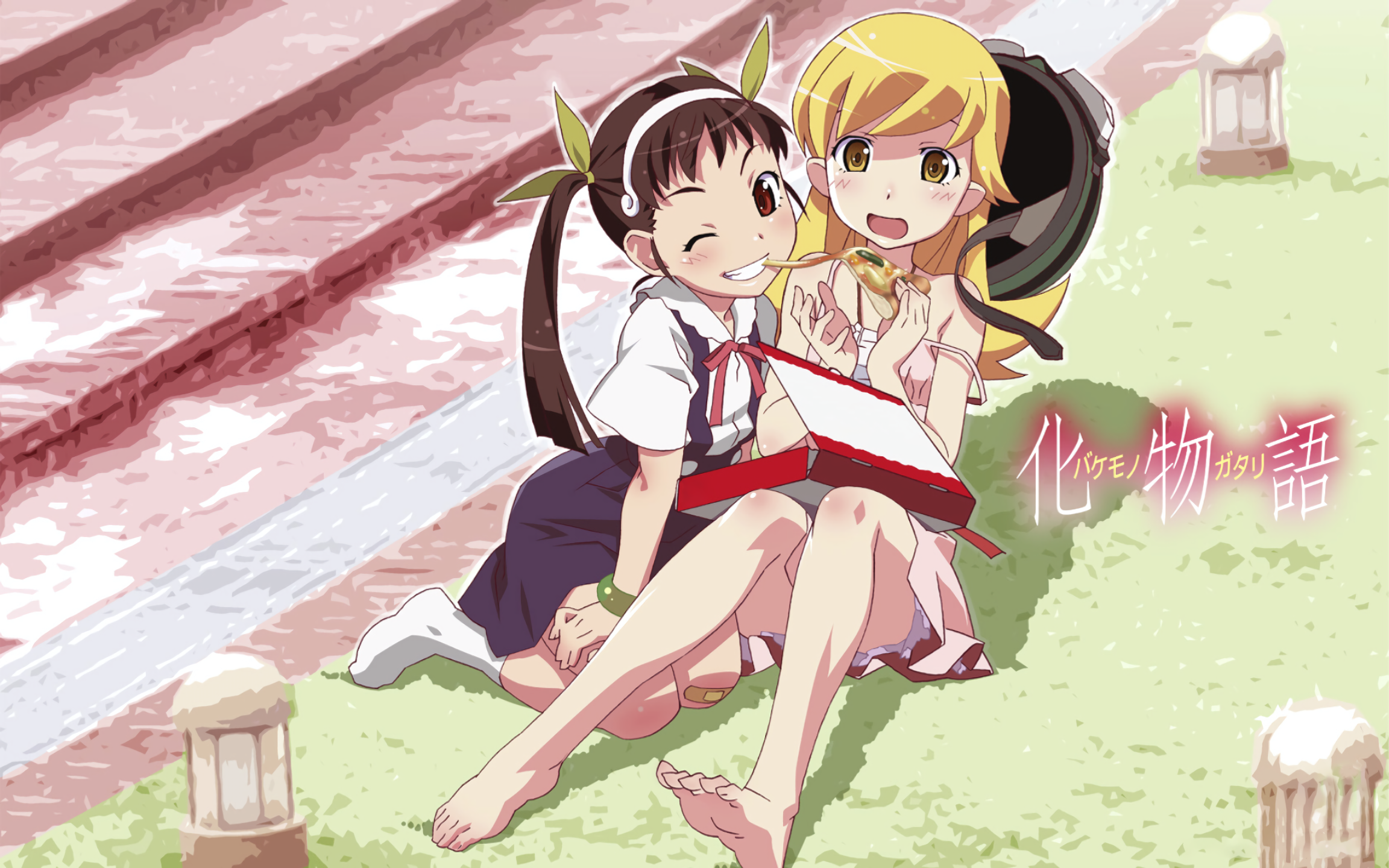 Oshino Shinobu and Hachikuji Mayoi from Monogatari Series HD Wallpaper