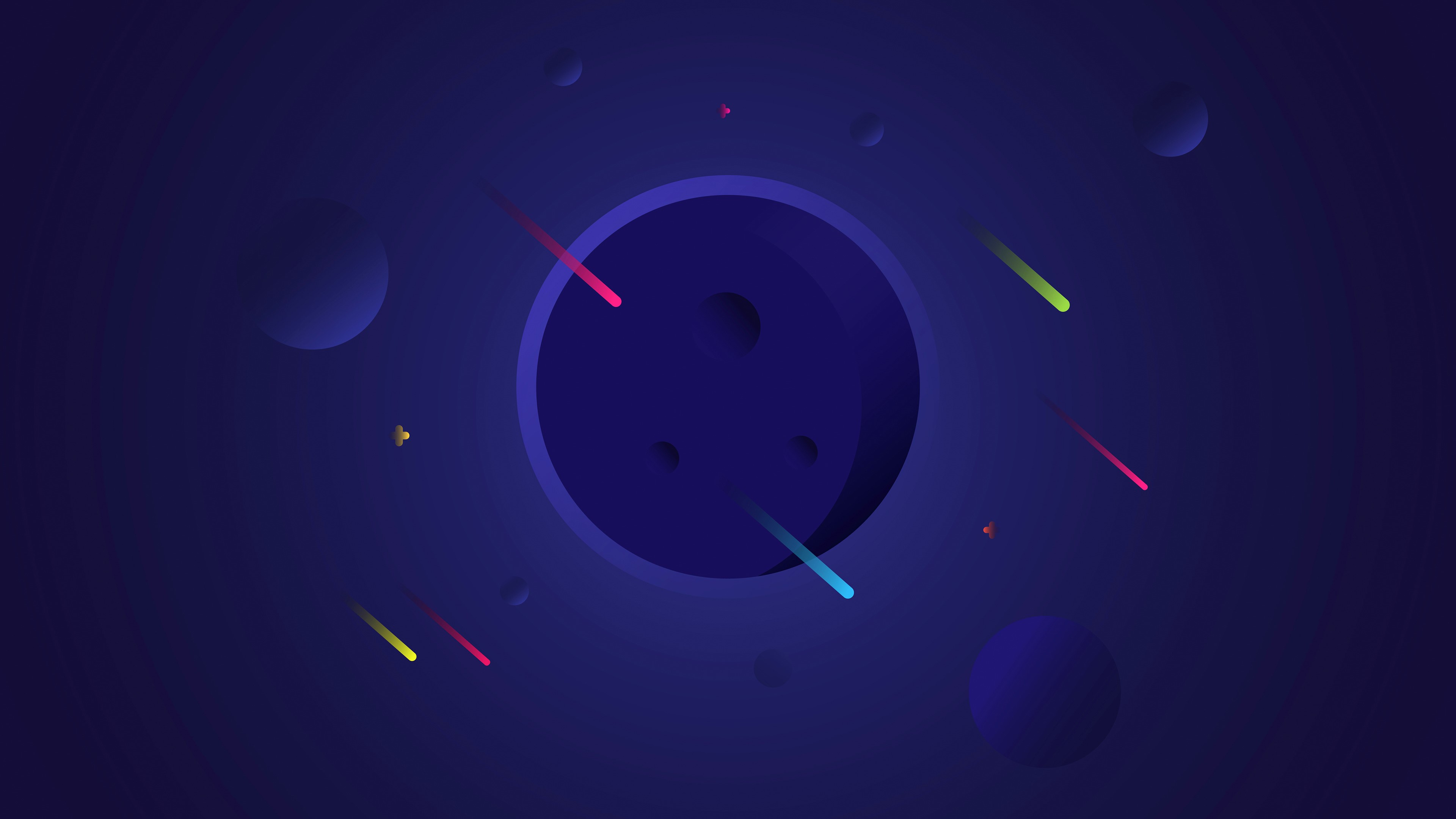 Minimalist space artwork with shooting stars and planets HD Wallpaper