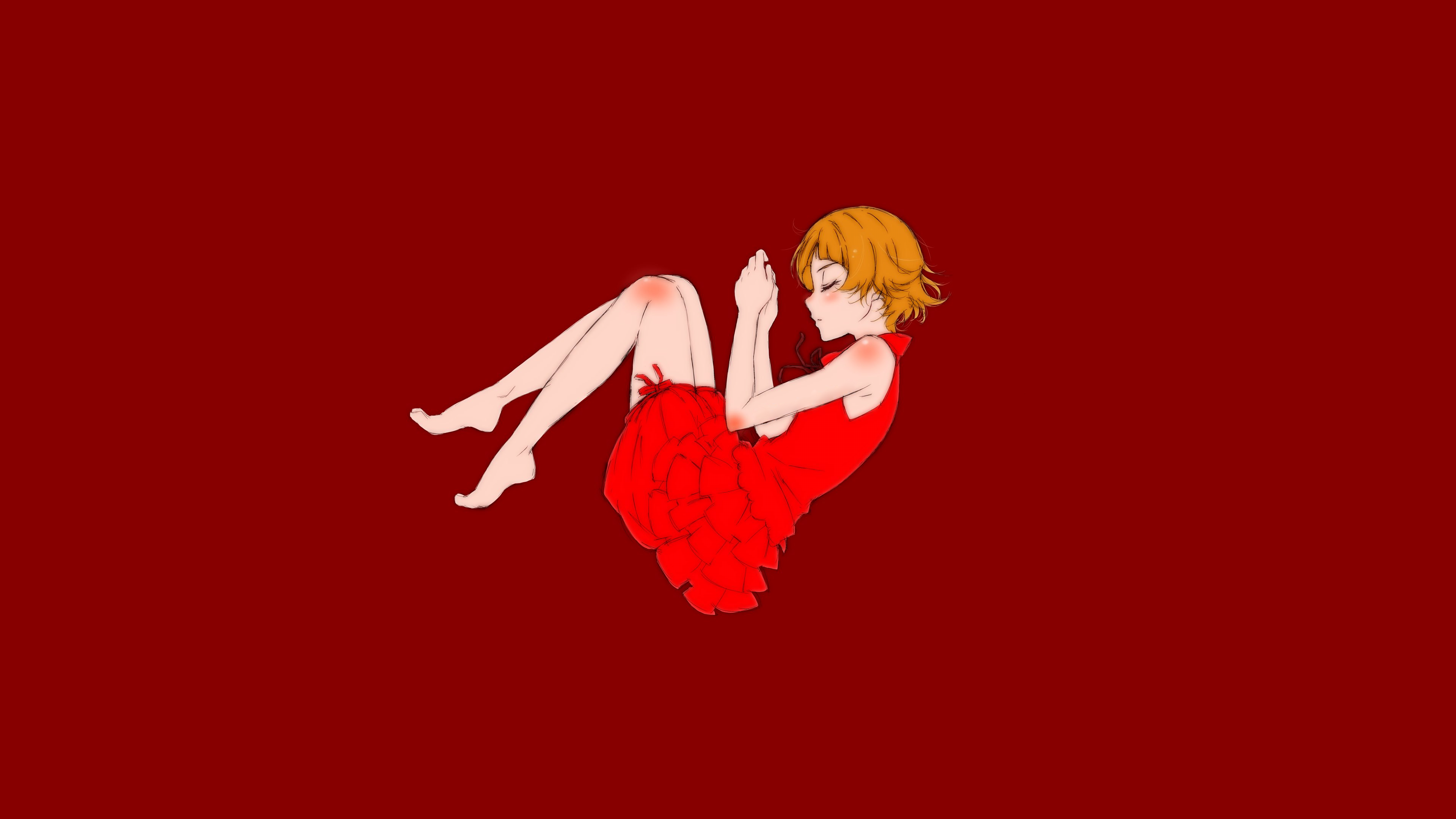 Oshino Shinobu from Monogatari Series in red dress HD Wallpaper