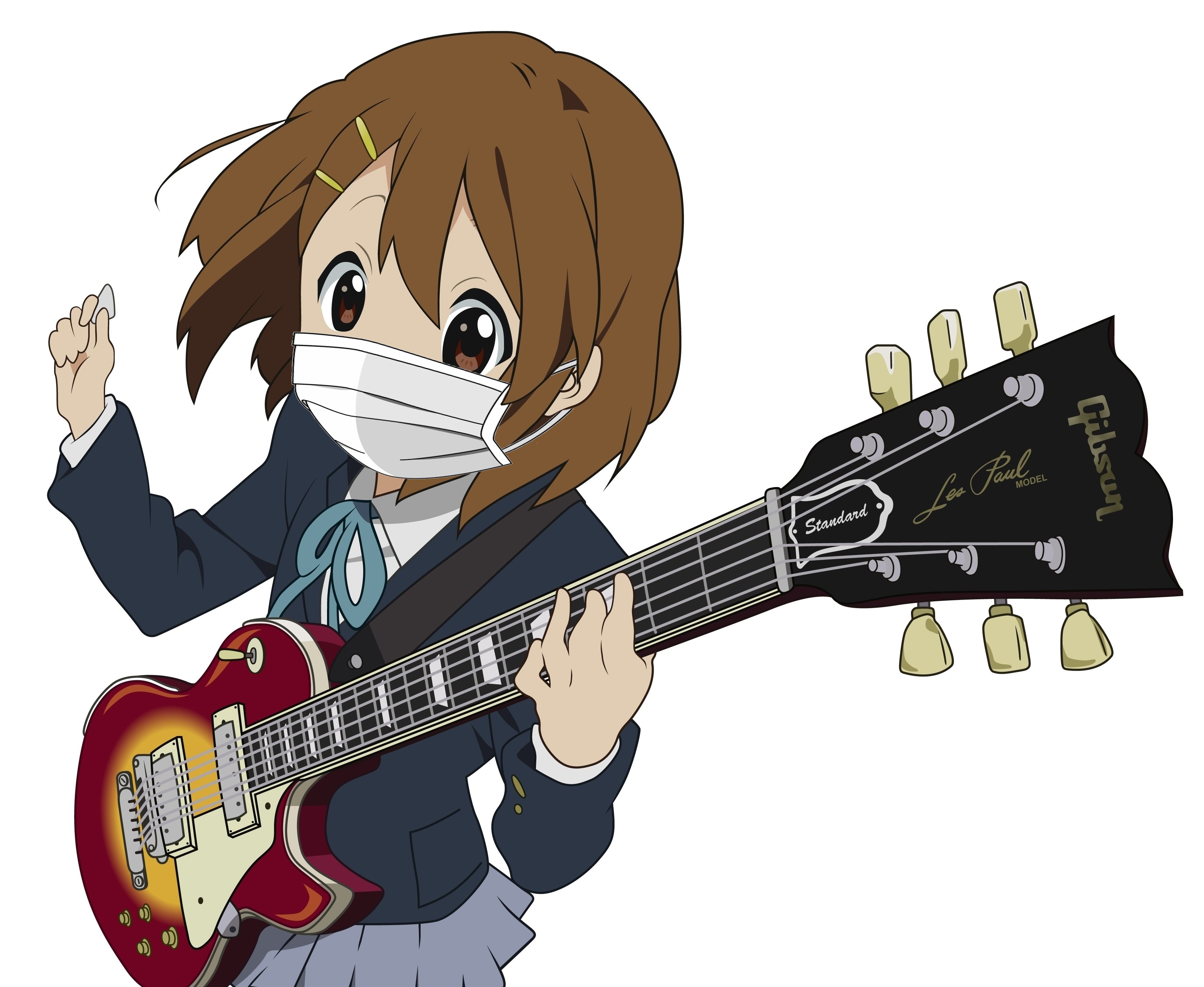 Yui Hirasawa from K-ON! playing a Gibson Les Paul guitar HD Wallpaper