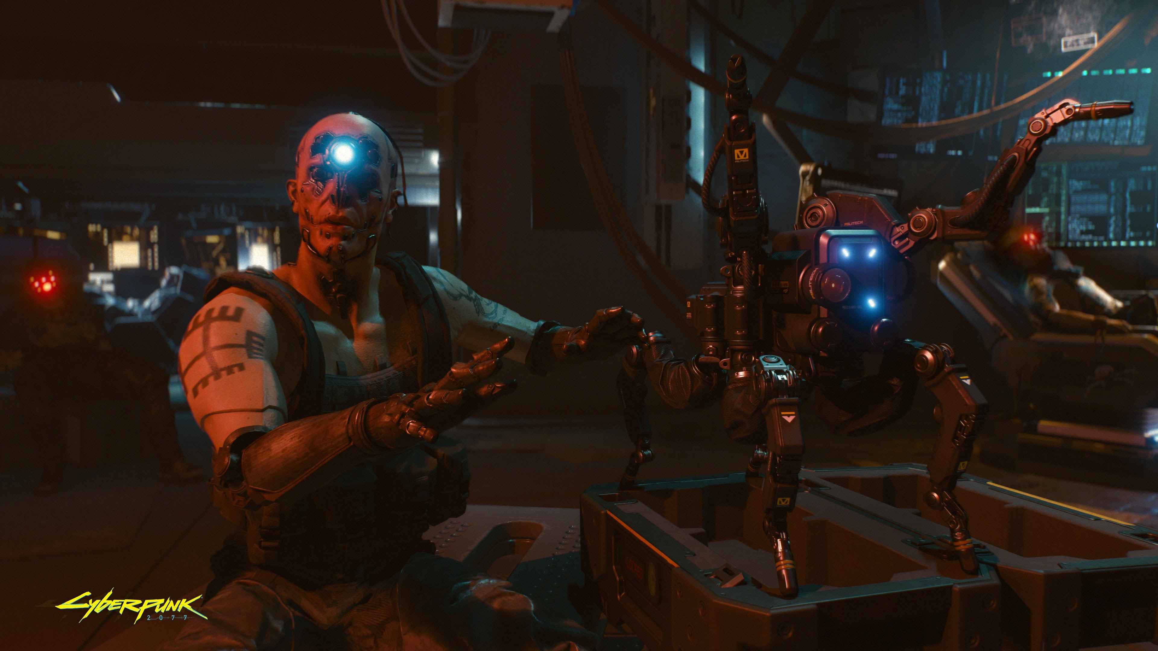 Cyberpunk 2077 Maelstrom Gang member with robot HD Wallpaper