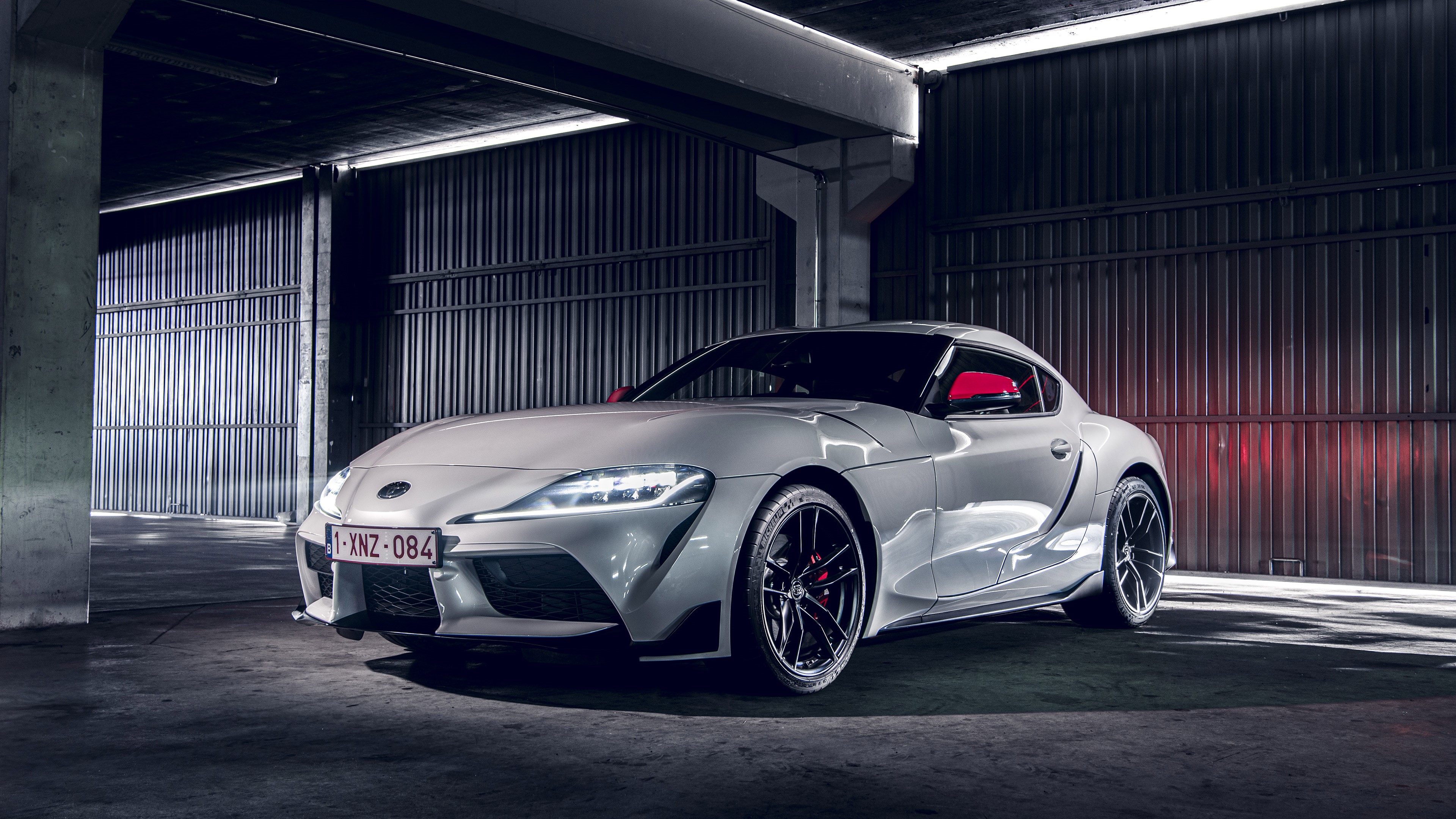 4K Silver Toyota Supra in a Garage HD Wallpaper