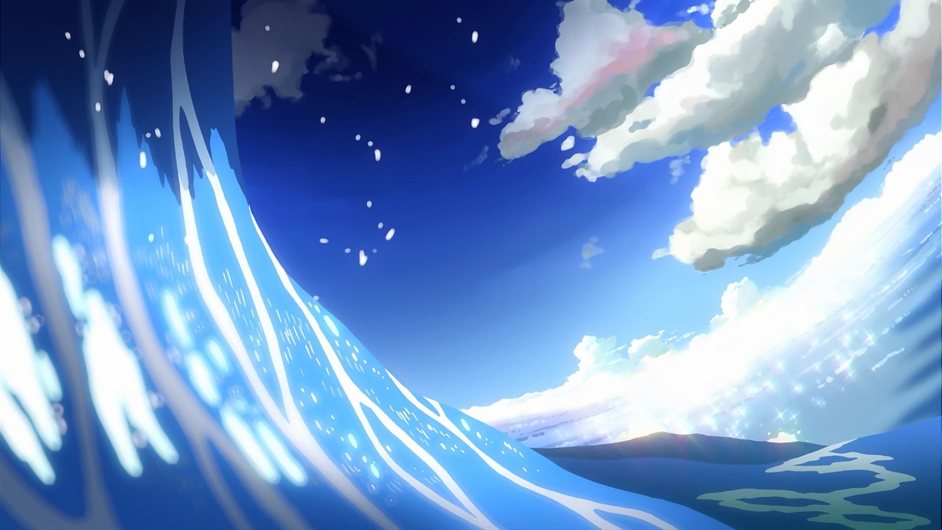 Anime wave and clouds from 5 Centimeters Per Second HD Wallpaper