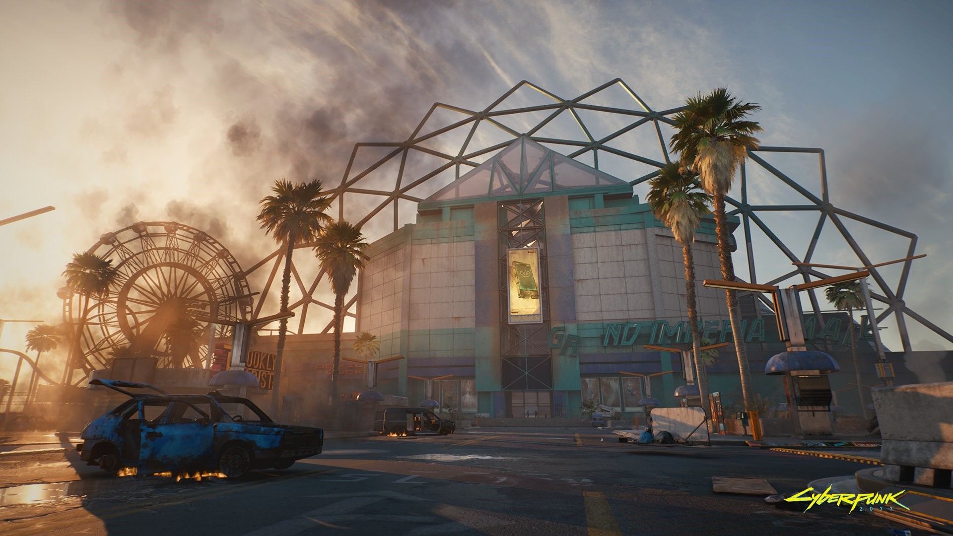 Cyberpunk 2077 Ferris Wheel and Mall HD Wallpaper
