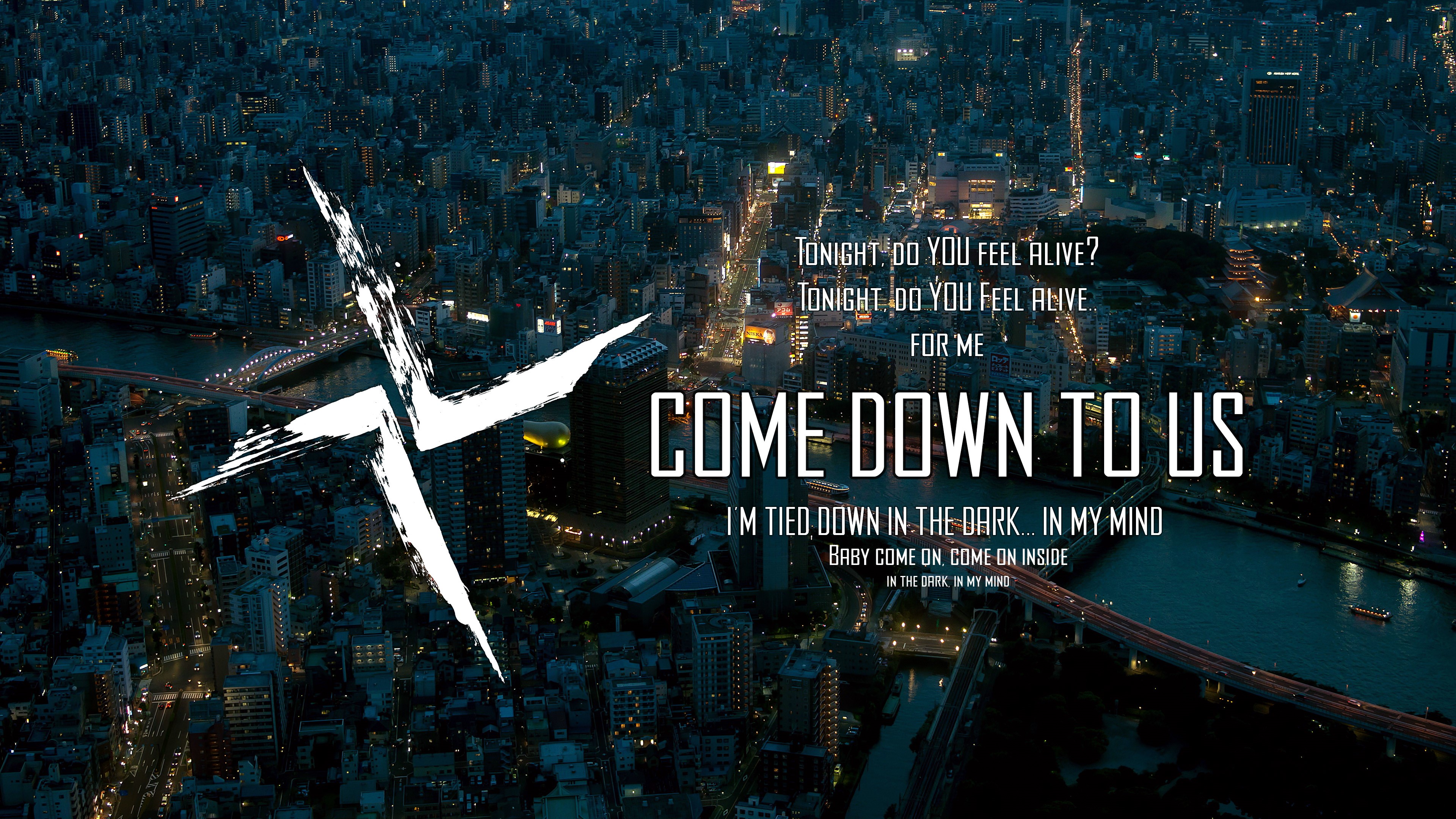 Come Down To Us Lyrics with Cityscape HD Wallpaper