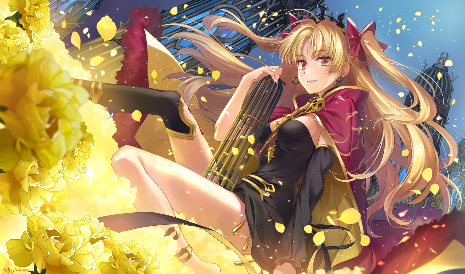 Ereshkigal from Fate/Grand Order with yellow flowers HD Wallpaper