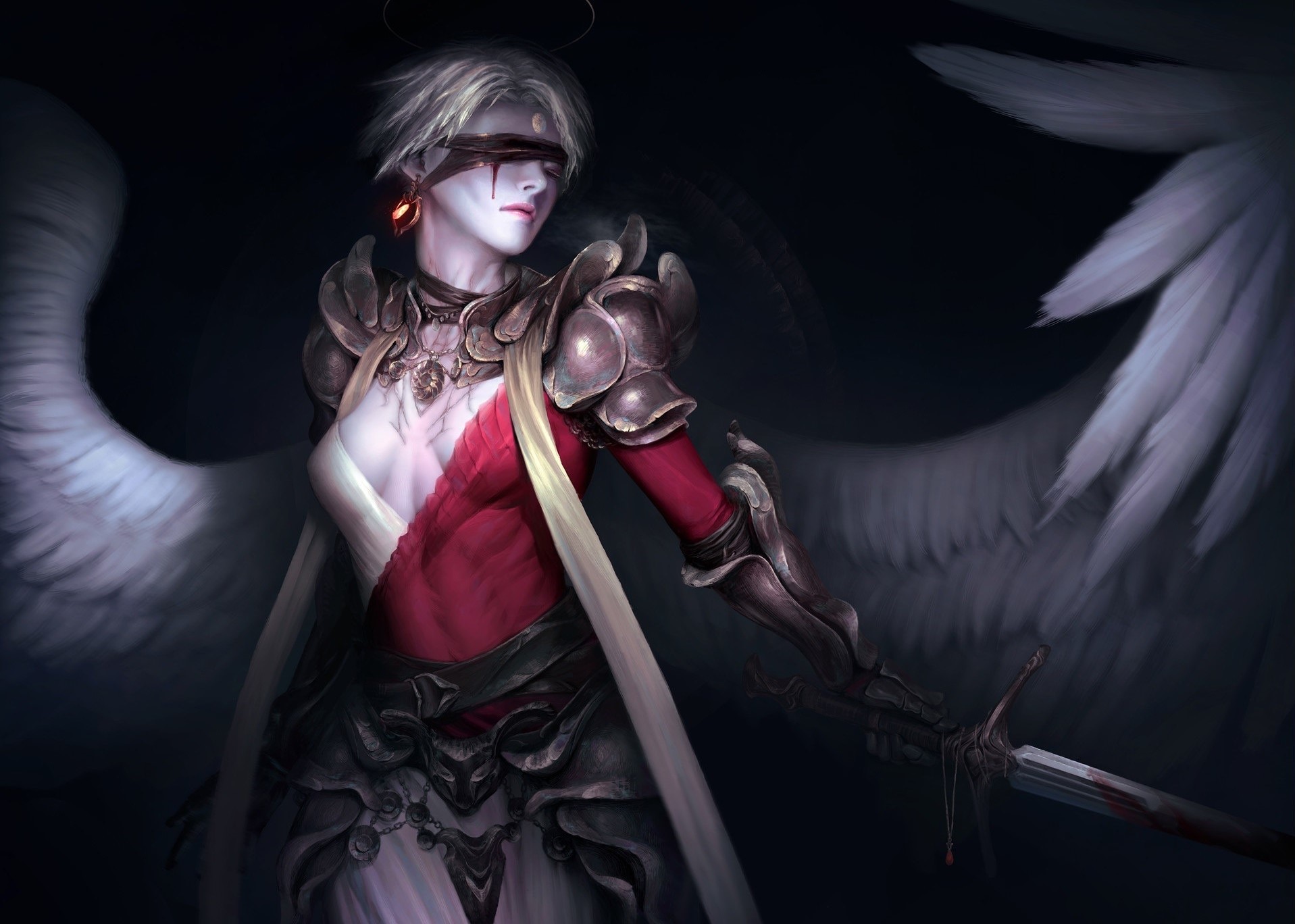Angel with blindfold and sword HD Wallpaper