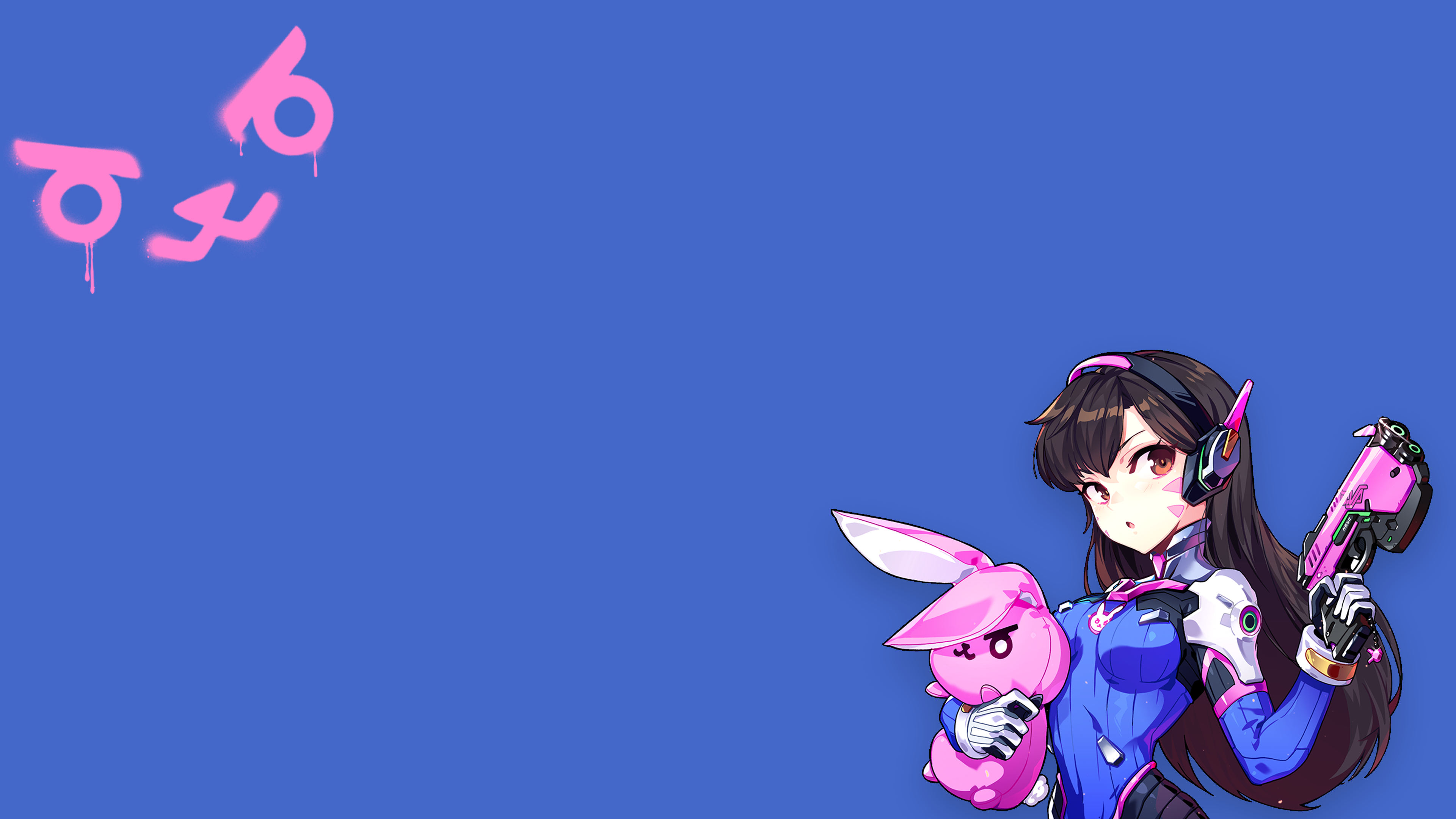 D.Va from Overwatch with bunny plush HD Wallpaper