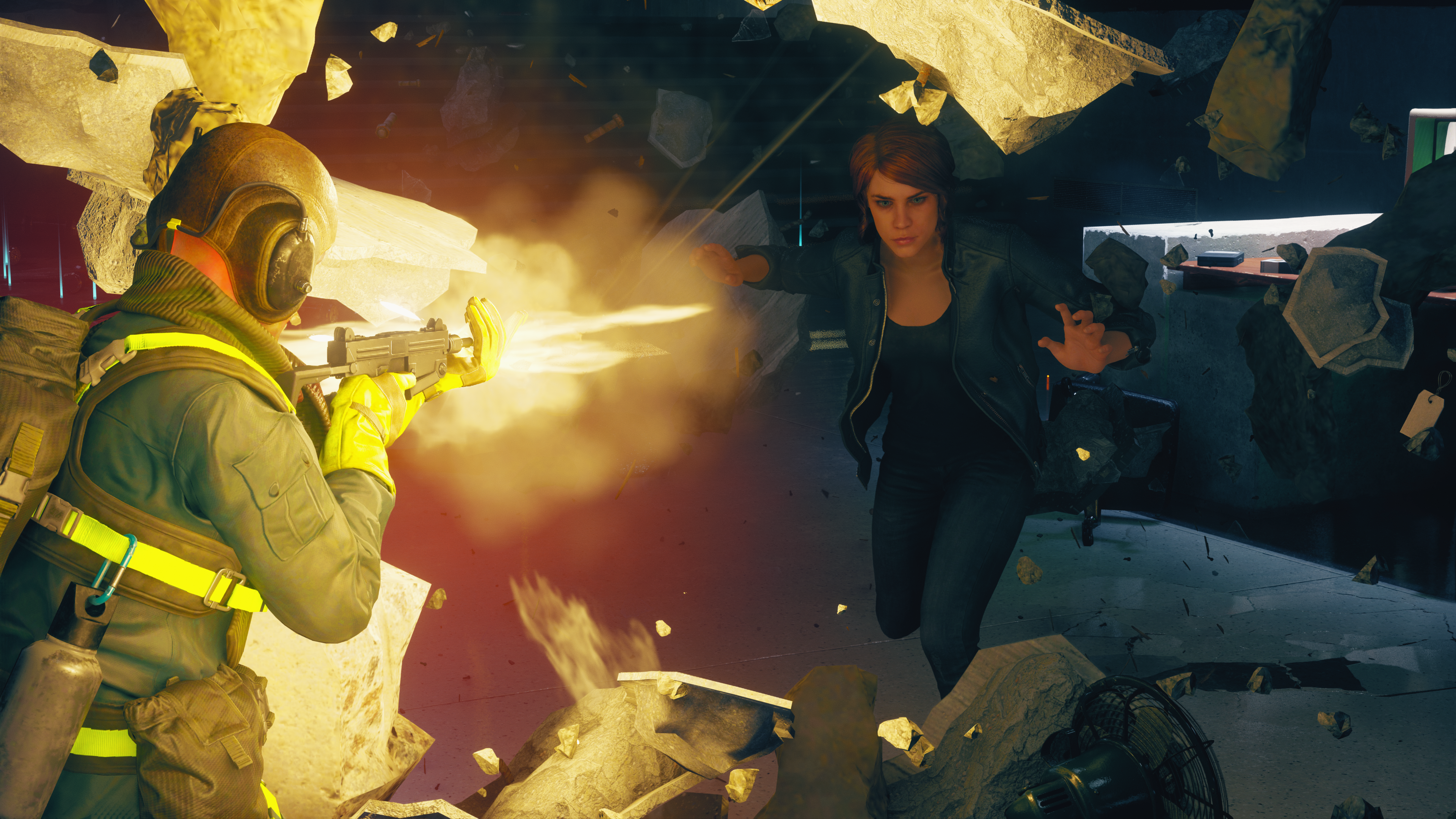 Jesse Faden from Control in a firefight HD Wallpaper